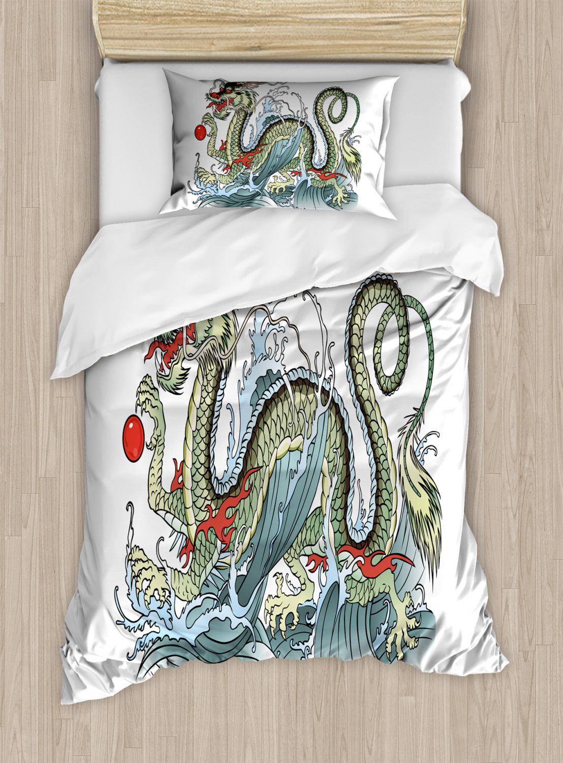 JAPANESE DRAGON DUVET Cover Set Twin Queen King Sizes with Pillow Shams