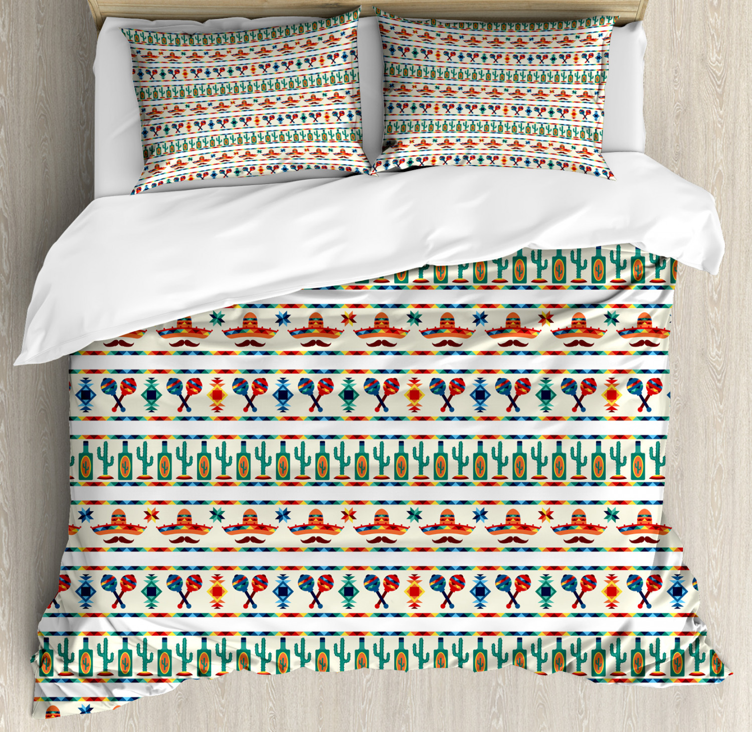 Mexican Duvet Cover Set With Pillow Shams Native Cultural Borders