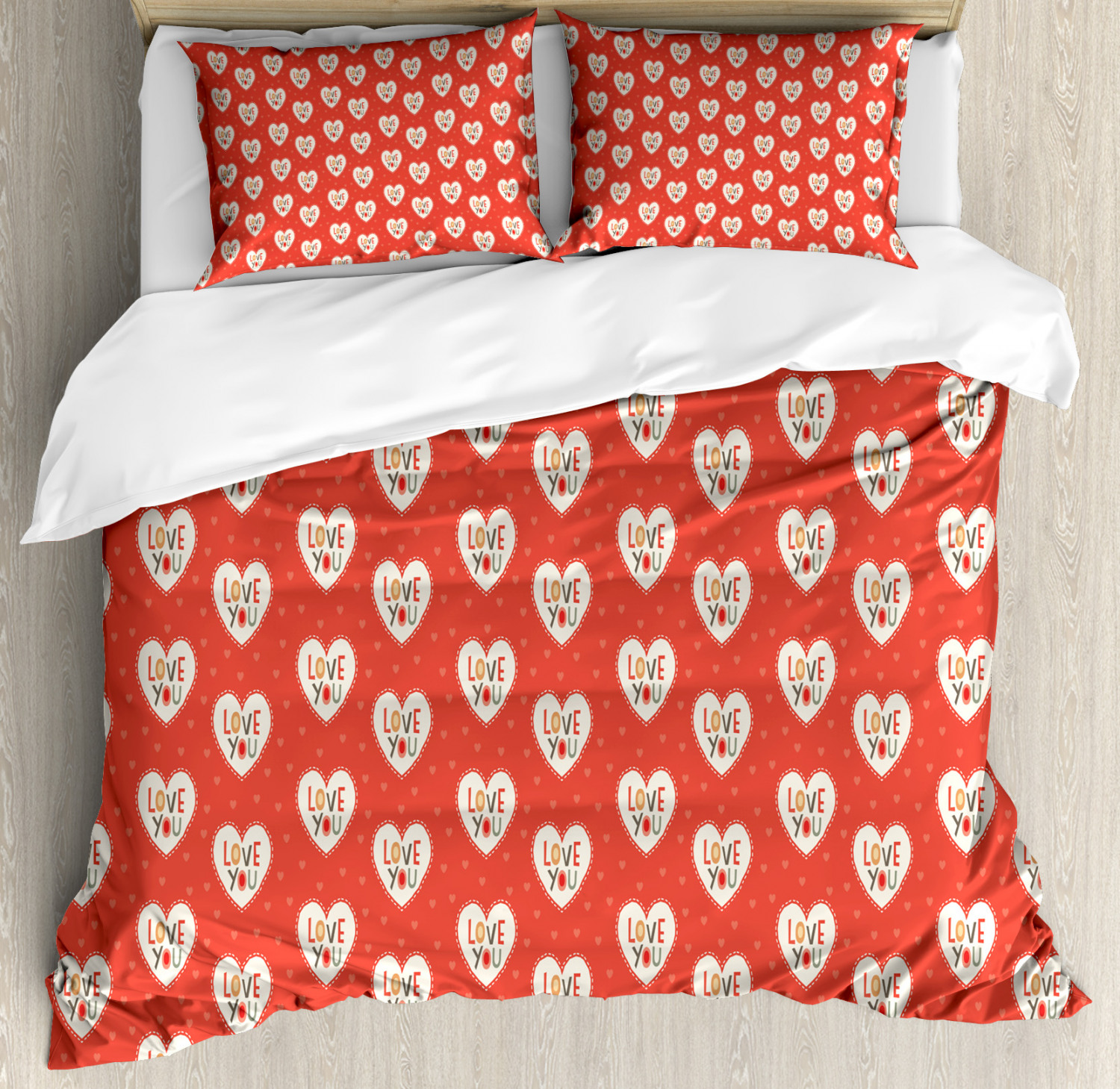 Love Duvet Cover Set With Pillow Shams Hipster Hearts Valentines