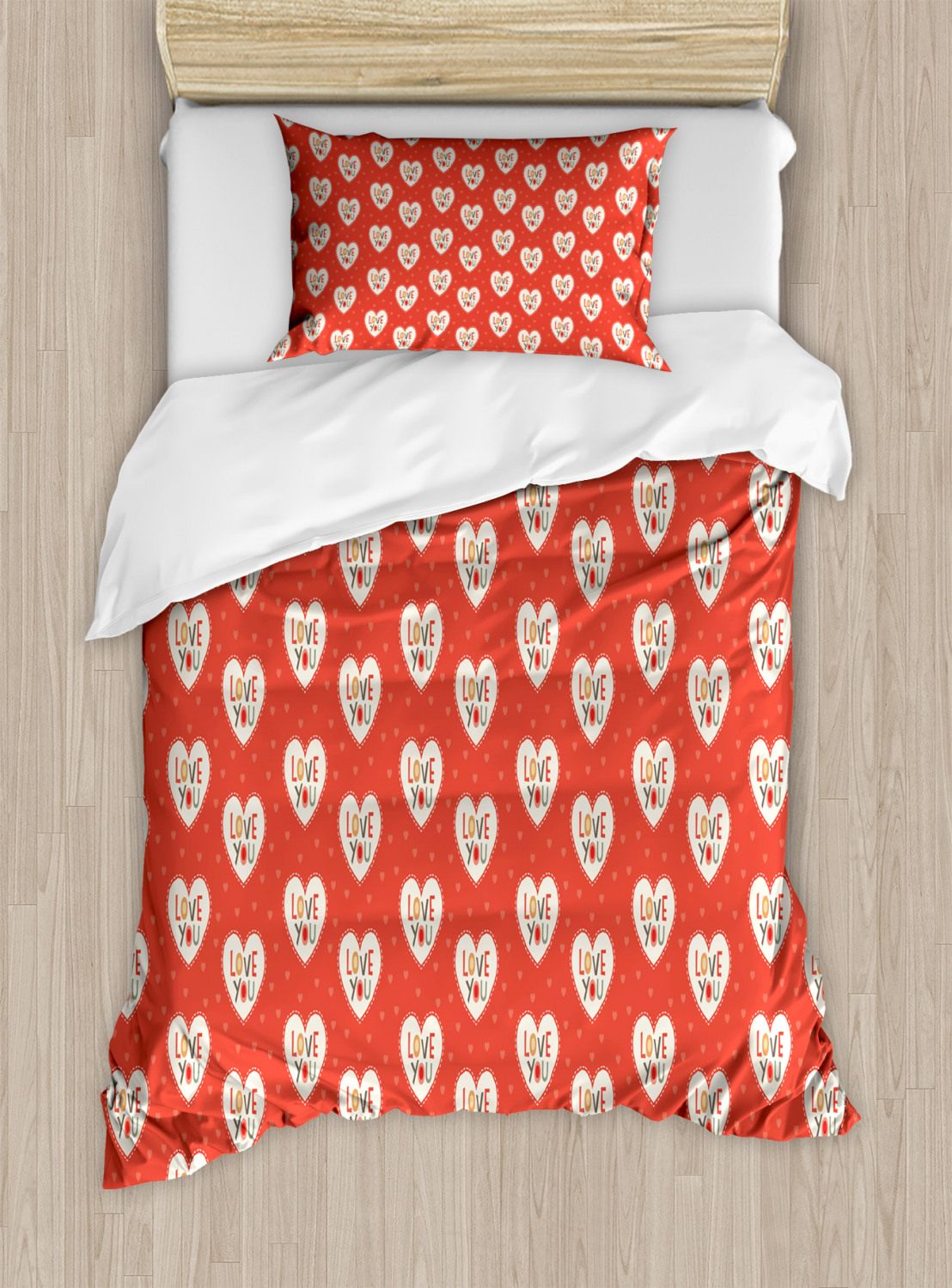 Love Duvet Cover Set With Pillow Shams Hipster Hearts Valentines