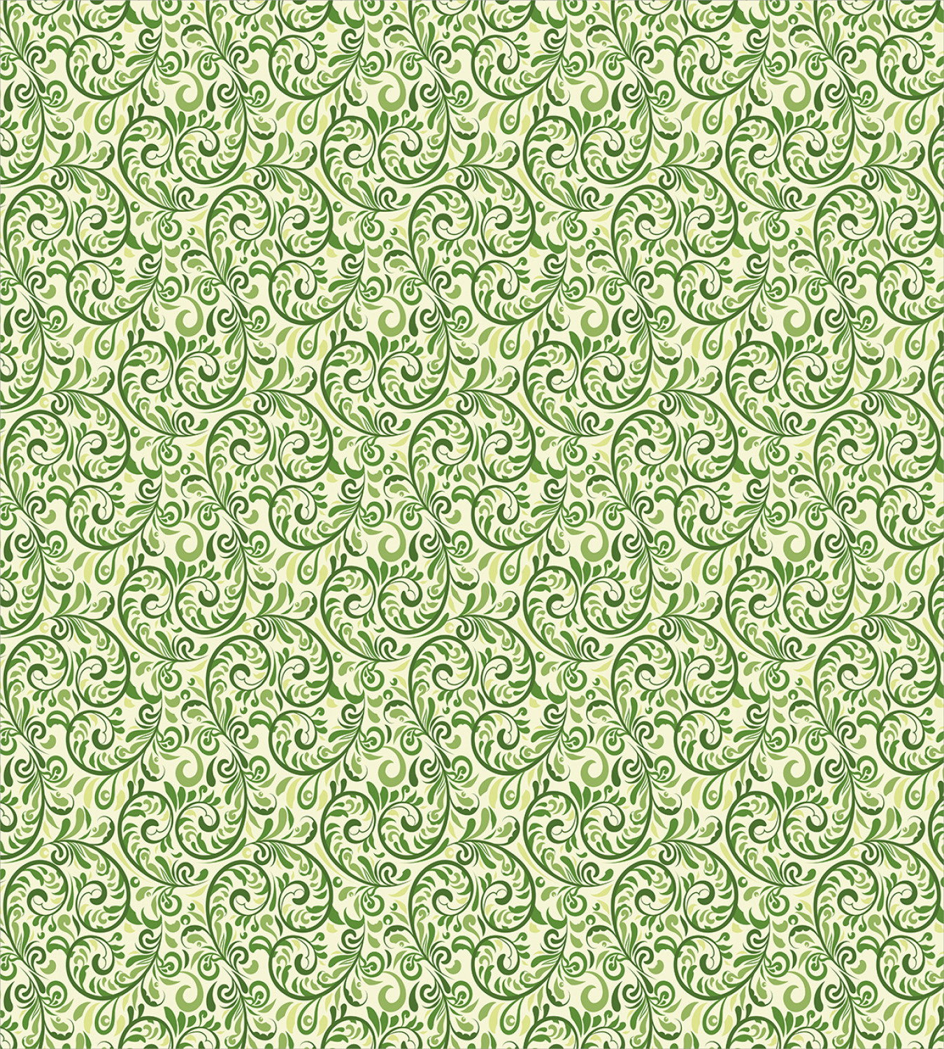 Green Duvet Cover Set with Pillow Shams Curly Ornate Leaf Damask Print