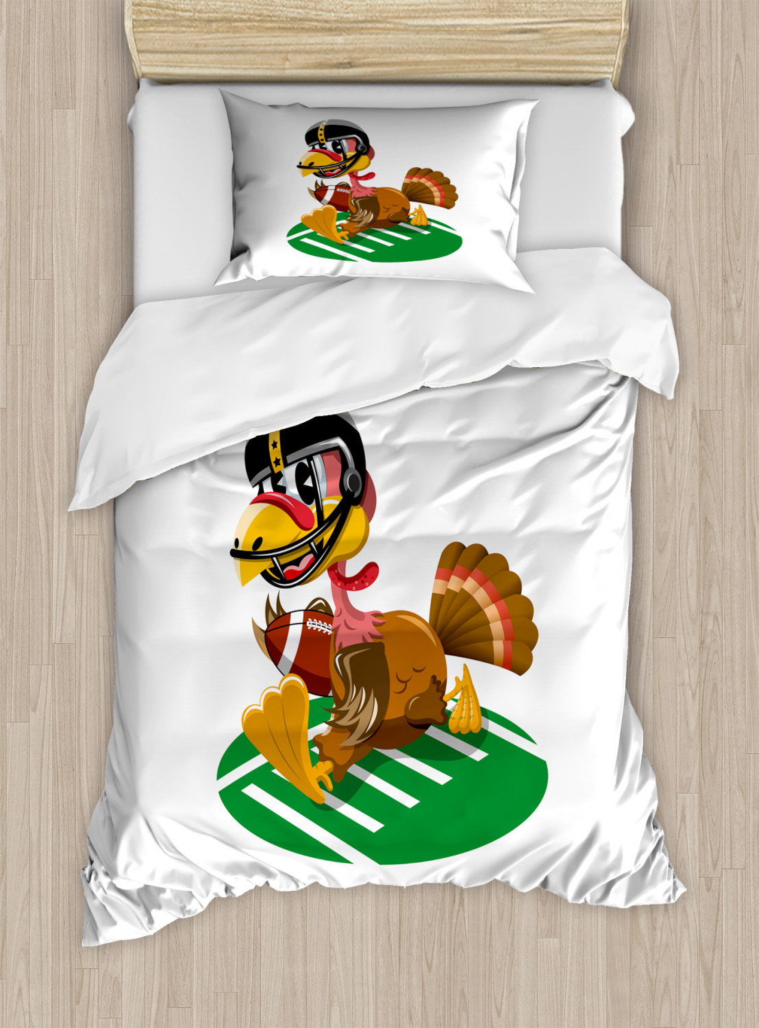 Turkey Duvet Cover Set with Pillow Shams American Football Bird Print - Picture 7 of 8