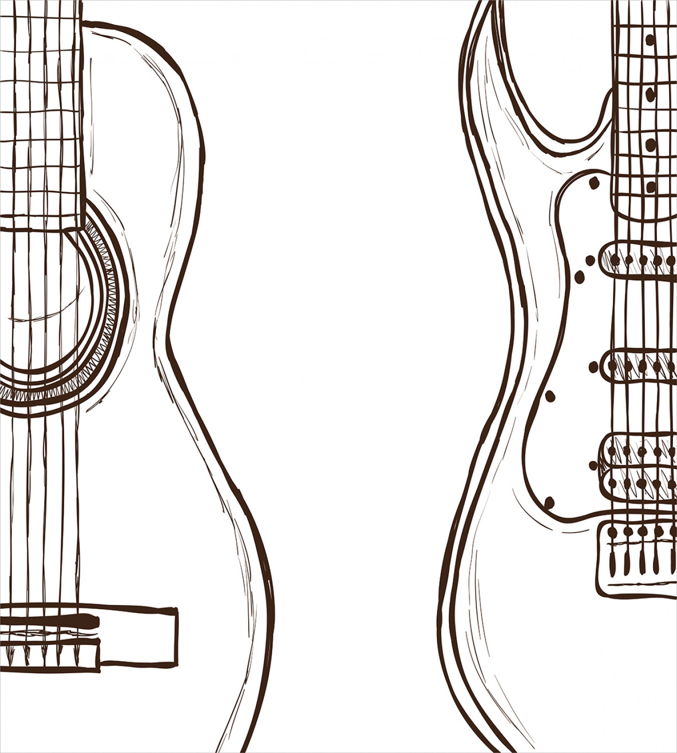 Guitar Duvet Cover Set with Pillow Shams Sketch Style Instruments Print - Picture 4 of 8
