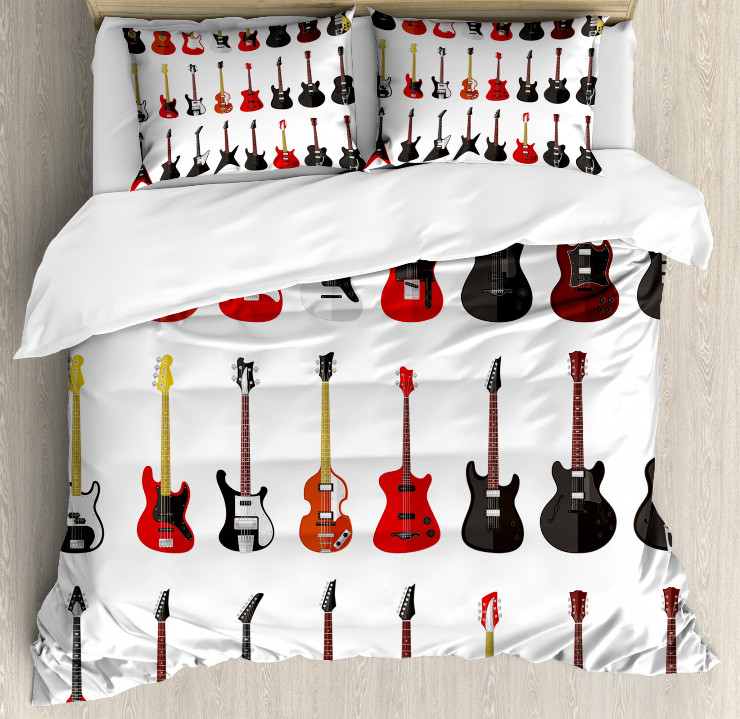 Guitar Duvet Cover Set With Pillow Shams Instruments Acoustic