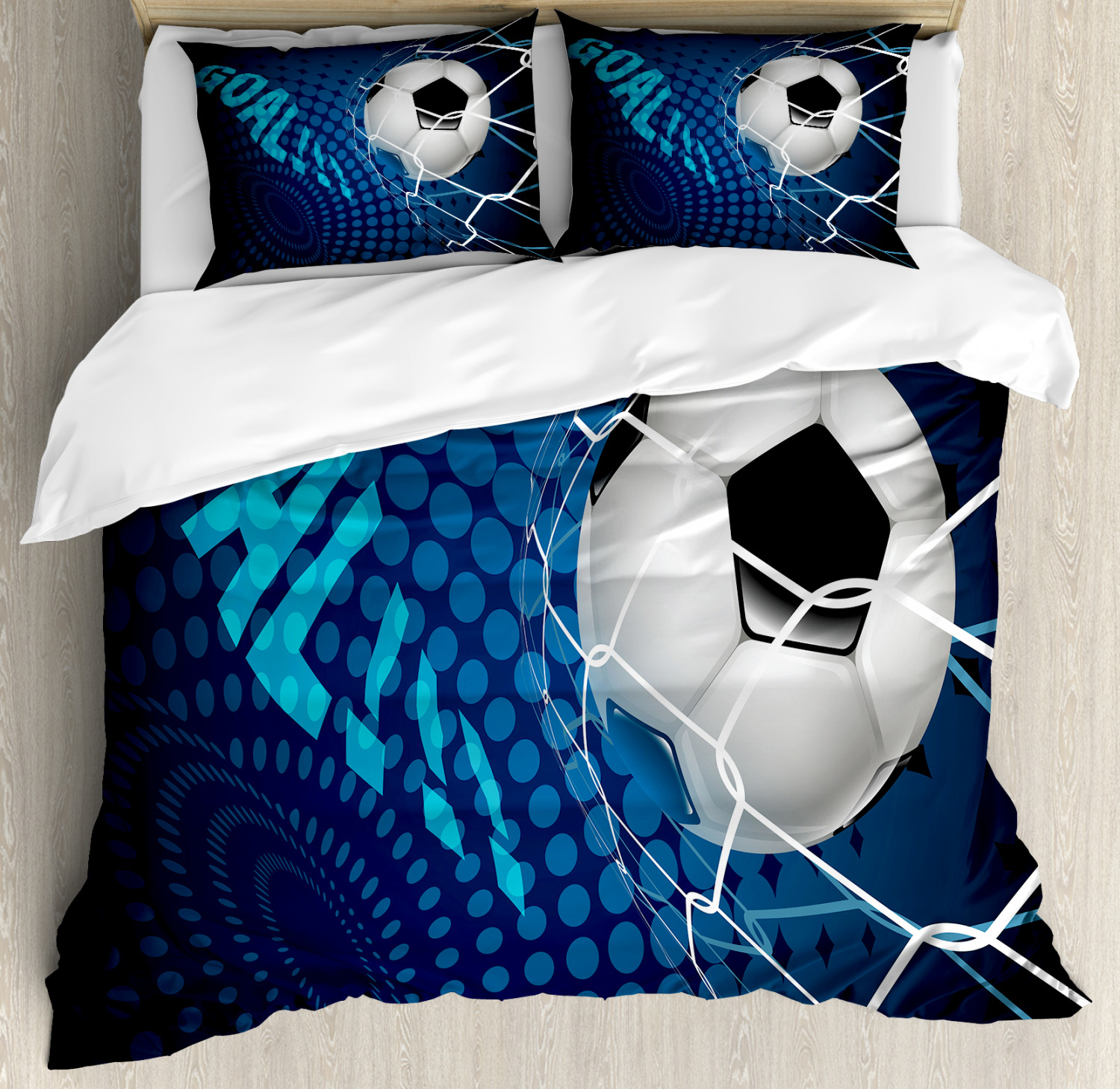 Soccer Duvet Cover Set With Pillow Shams Abstract Goal Pattern Print Image Is Loading Soccer Duvet Cover Set With Pillow Shams Abstract