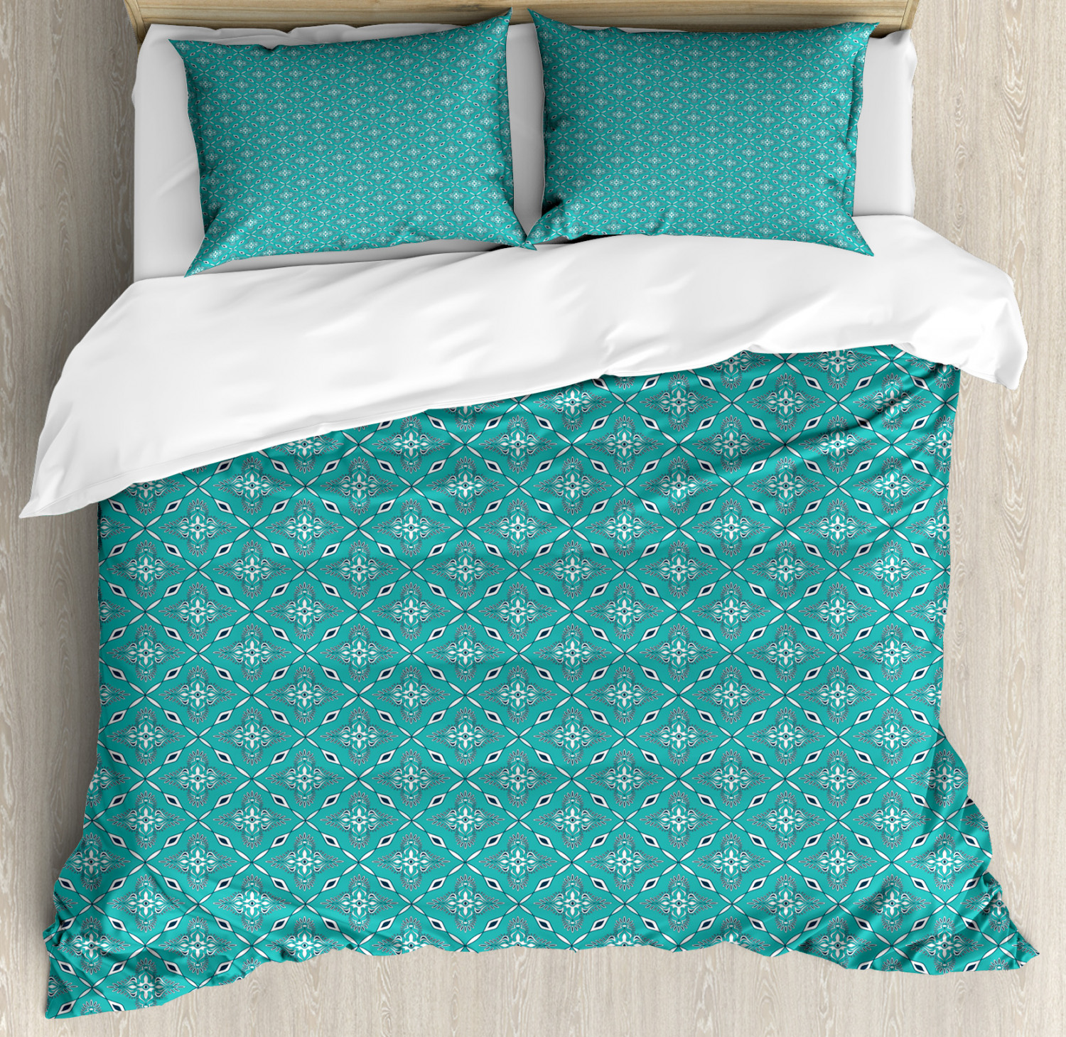 Turquoise Duvet Cover Set with Pillow Shams Inspirations Print | eBay