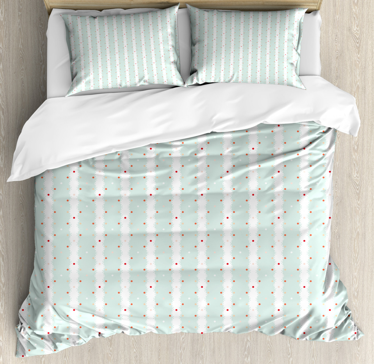 Teal And White Duvet Cover Set With Pillow Shams Shabby Chic Print