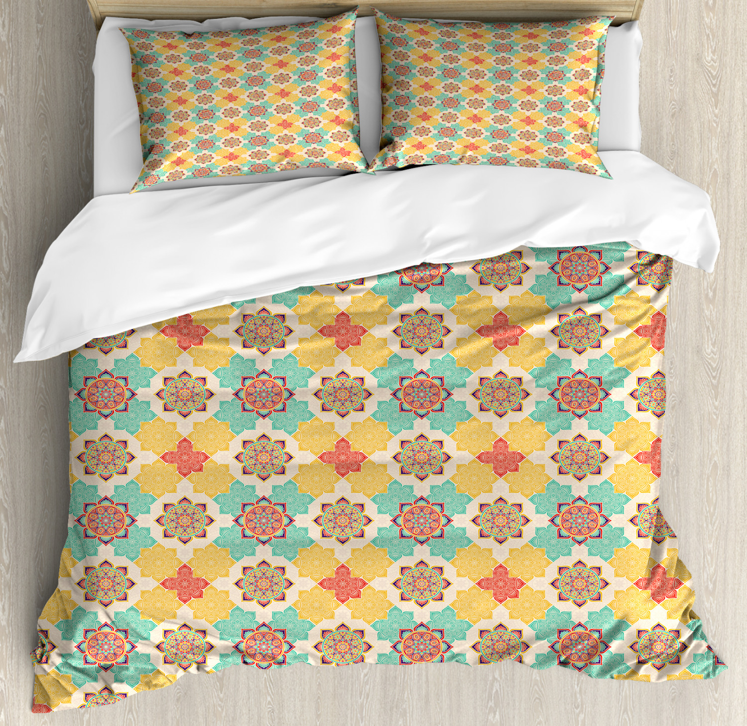 Moroccan Duvet Cover Set With Pillow Shams Boho Native Culture