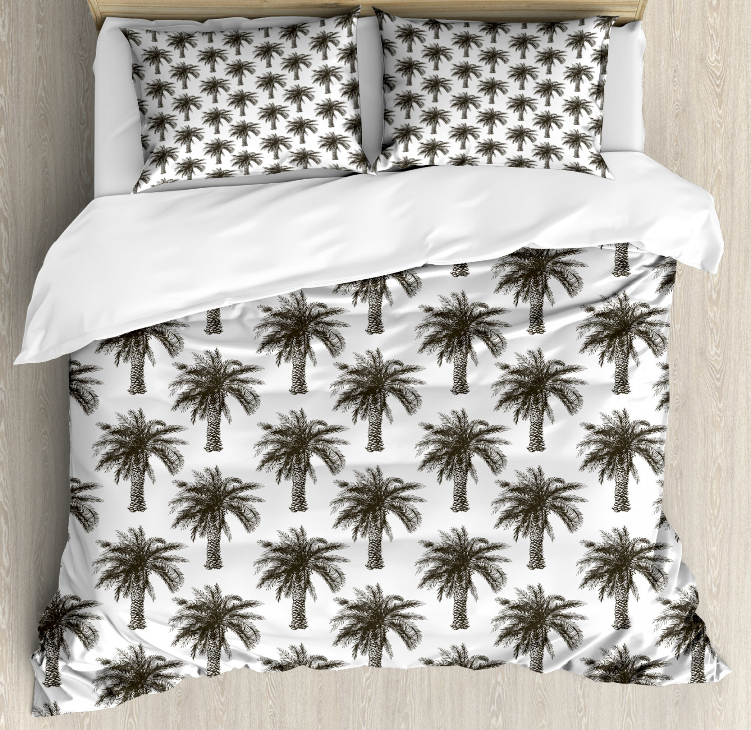 Palm Tree Duvet Cover Set With Pillow Shams Retro Growth Lush