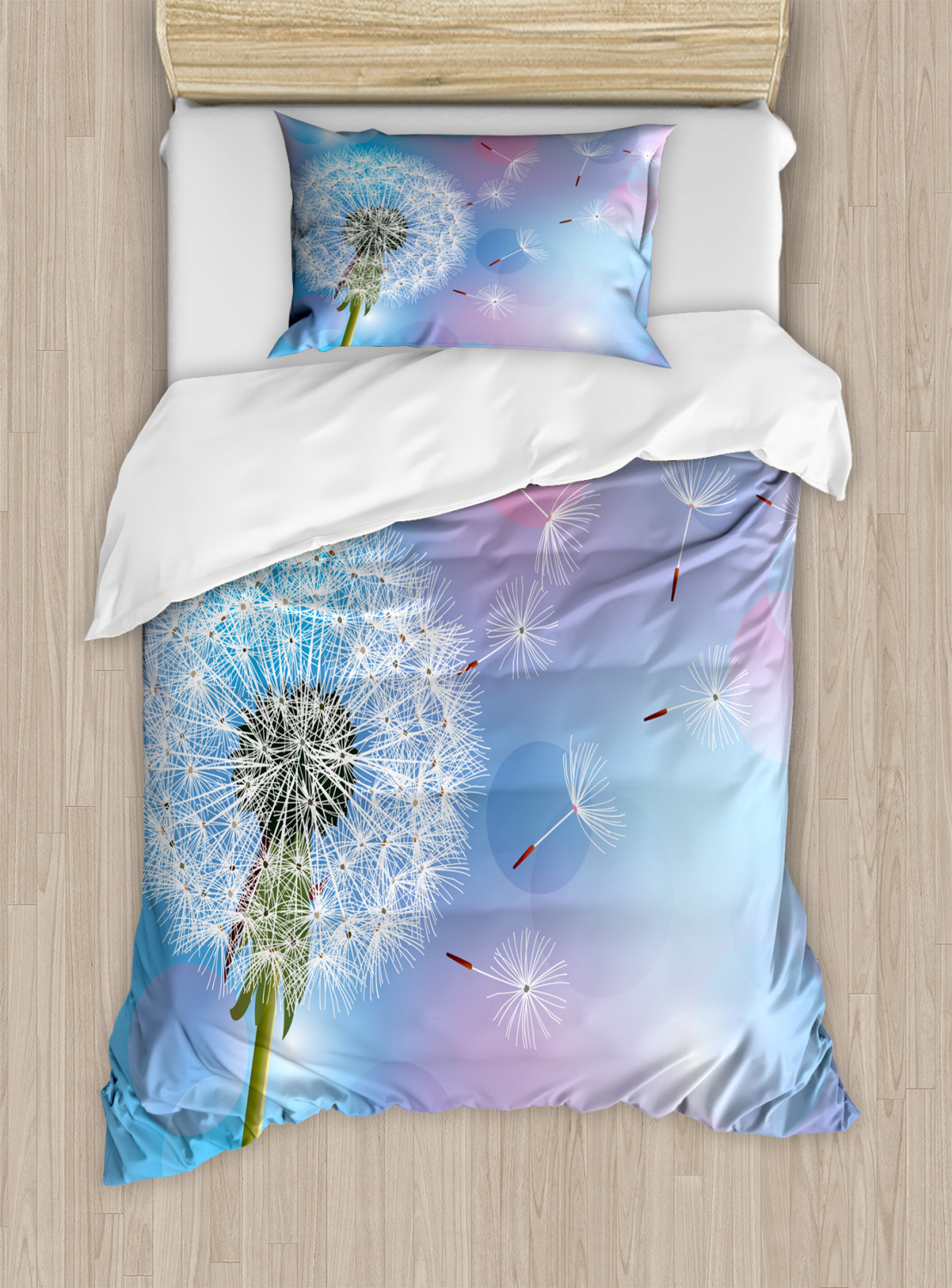 Bokeh Design Blowball Print Details about   Dandelion Quilted Bedspread & Pillow Shams Set 