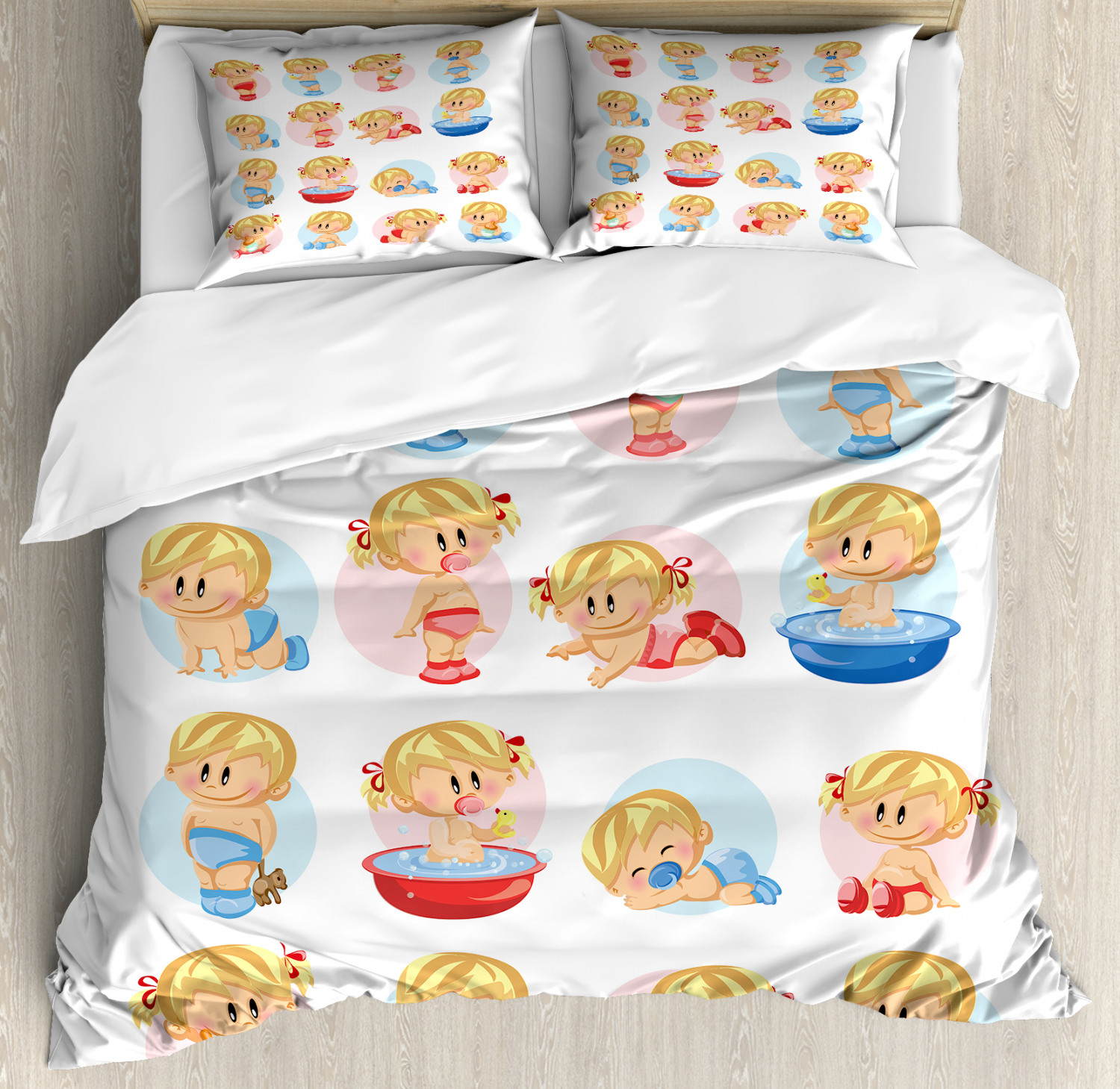 Baby Duvet Cover Set with Pillow Shams Cute Infants Funny Sleep Print - Picture 3 of 8