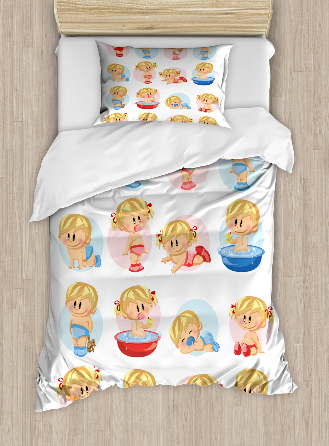 Baby Duvet Cover Set with Pillow Shams Cute Infants Funny Sleep Print - Picture 7 of 8