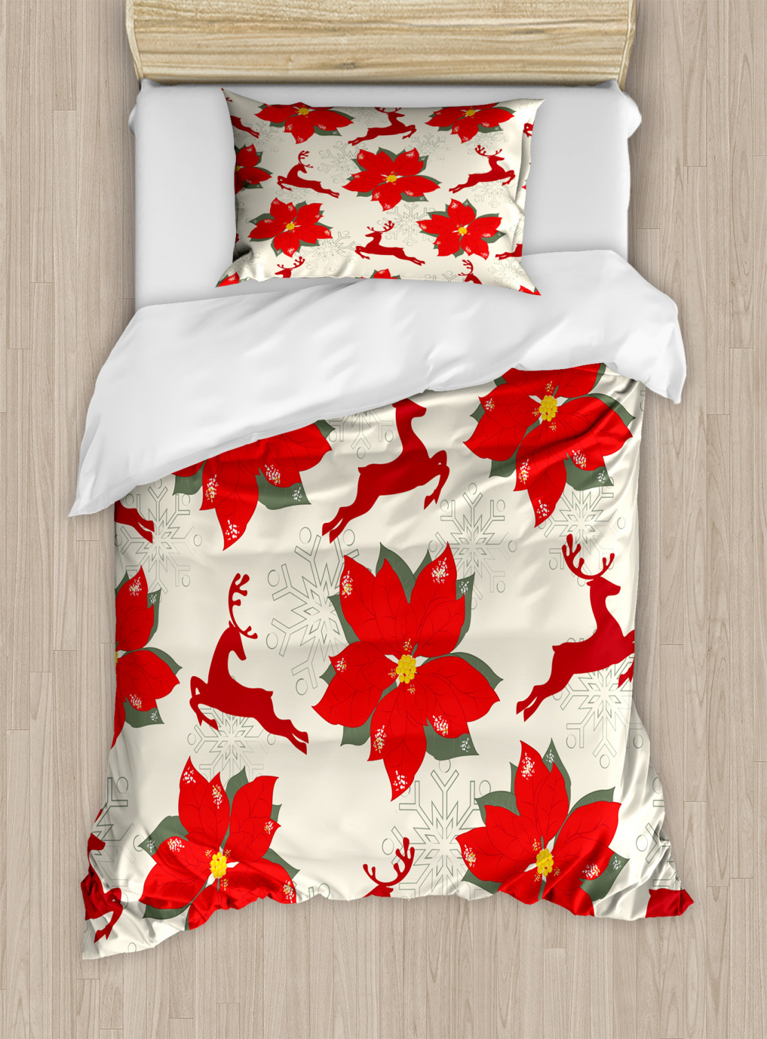 Weihnachten Fest 100% gebürsteter Baumwolle Biber Bettbezug Kissenbezug Bett Set