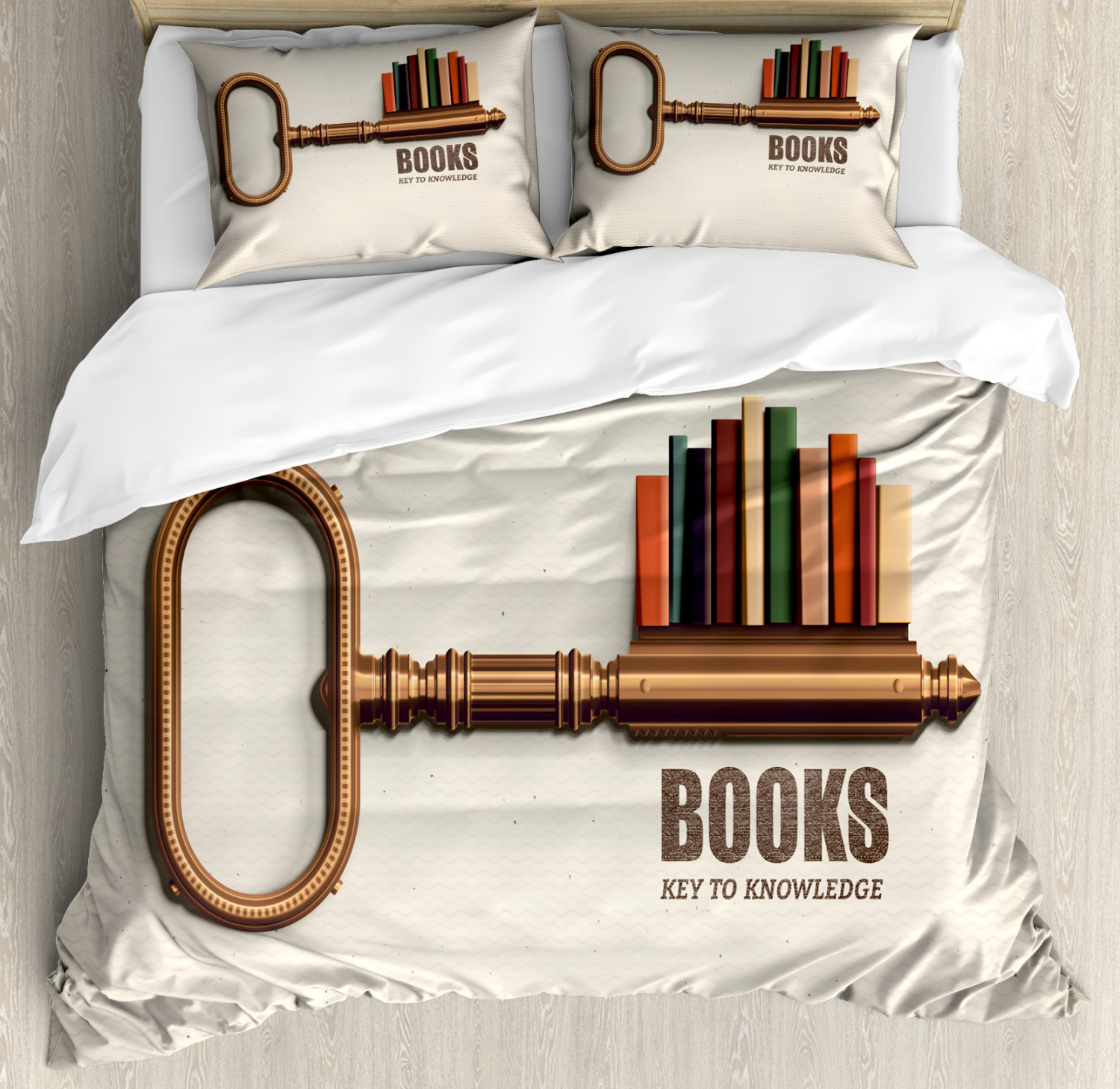 Book Duvet Cover Set With Pillow Shams Key To Knowledge Theme