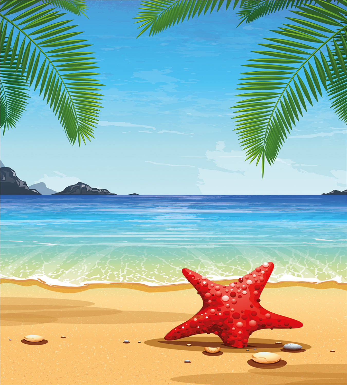 Beach Duvet Cover Set with Pillow Shams Starfish Ornate Design Print - Picture 4 of 8