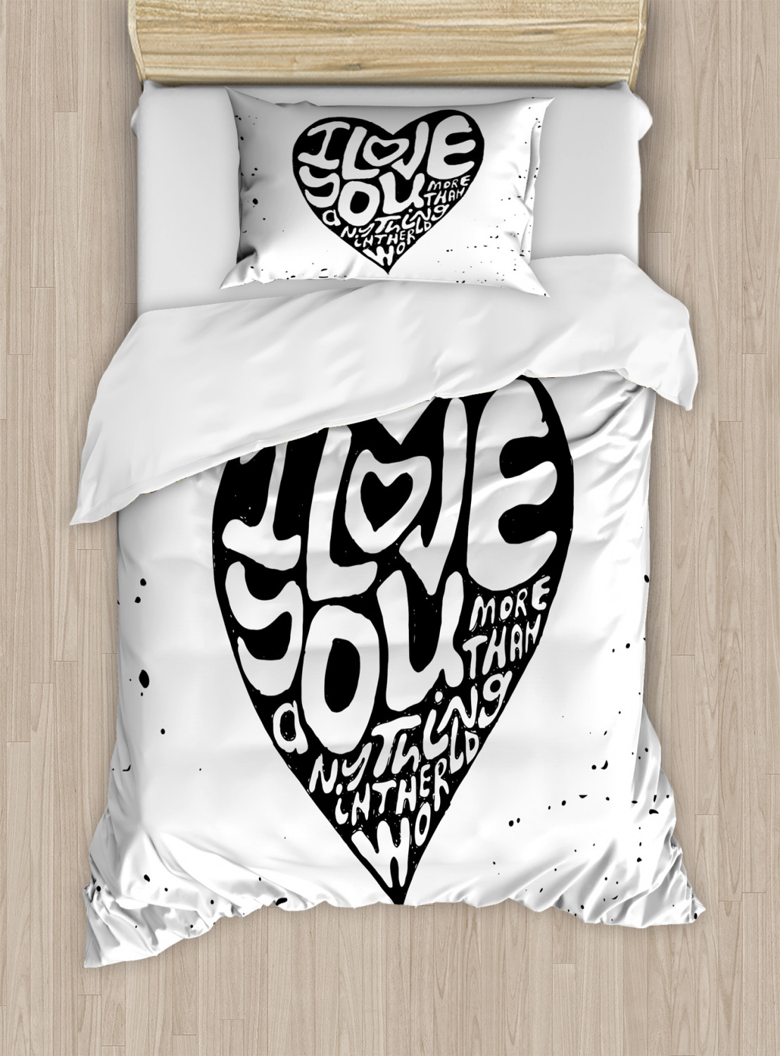 I Love You Duvet Cover Set Twin Queen King Sizes with Pillow Shams Bedding