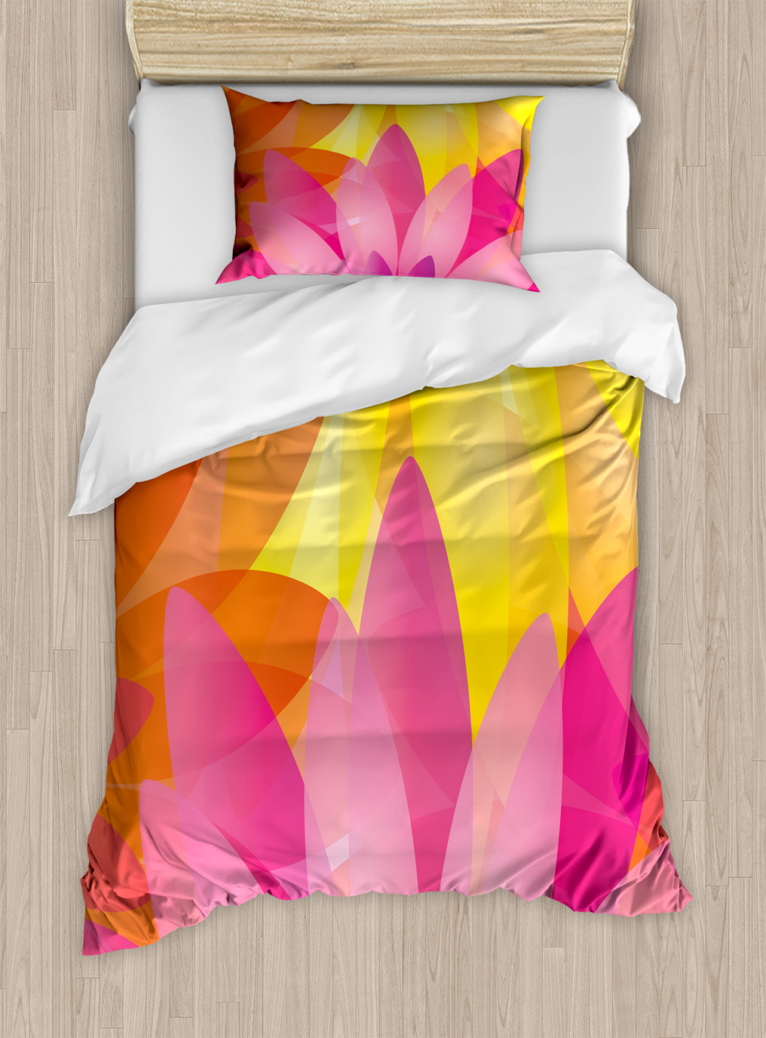 Orange and Pink Duvet Cover Set Twin Queen King Sizes with Pillow Shams