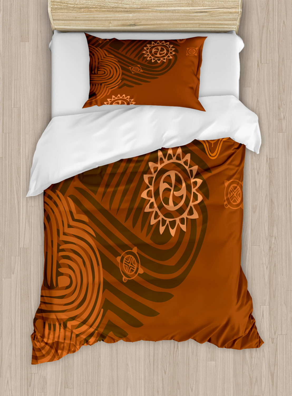 Earth Tones Duvet Cover Set with Pillow Shams Artistic Ethnic Art Print