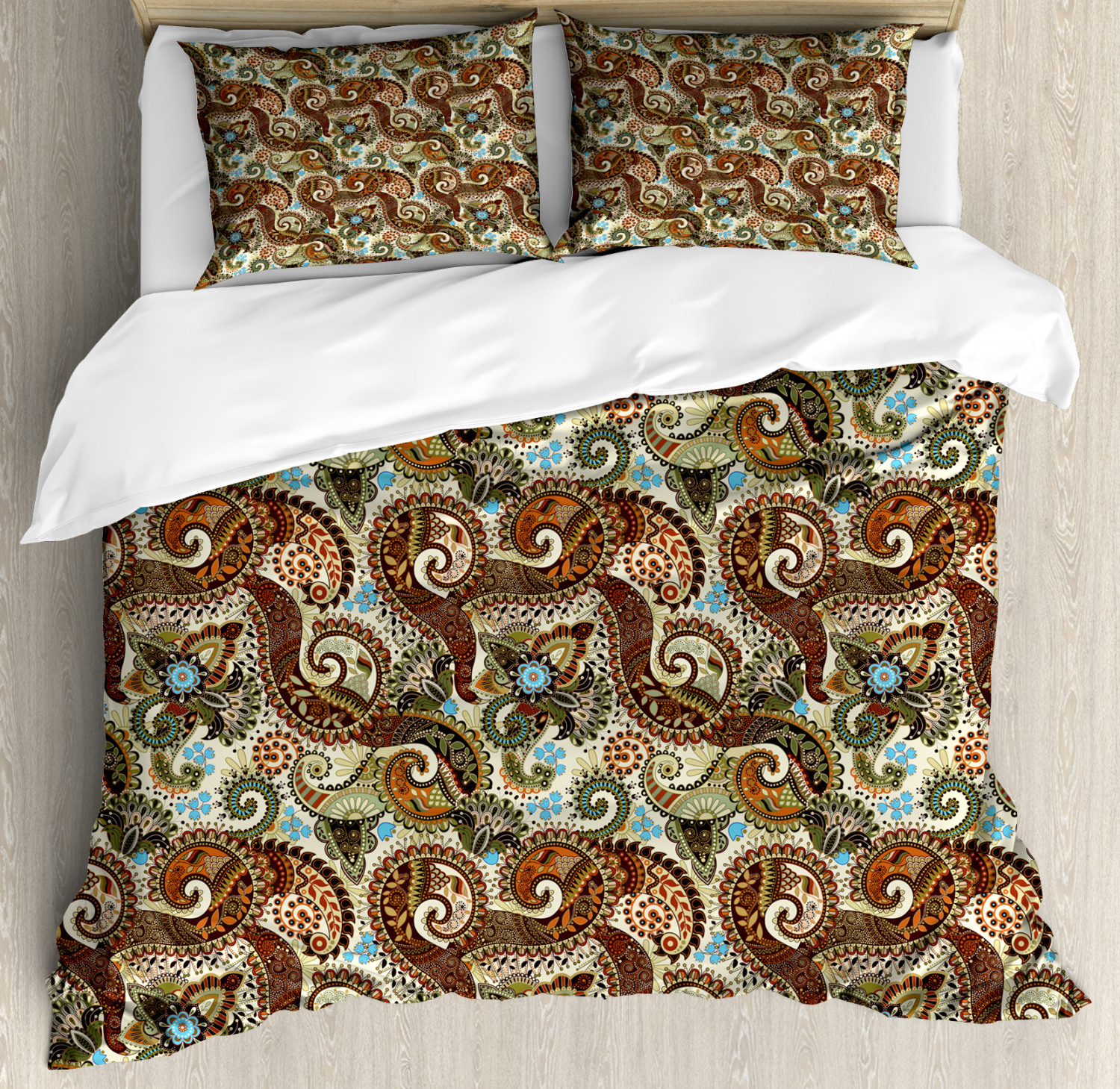 Paisley Duvet Cover Set With Pillow Shams Persian Teardrop Motif