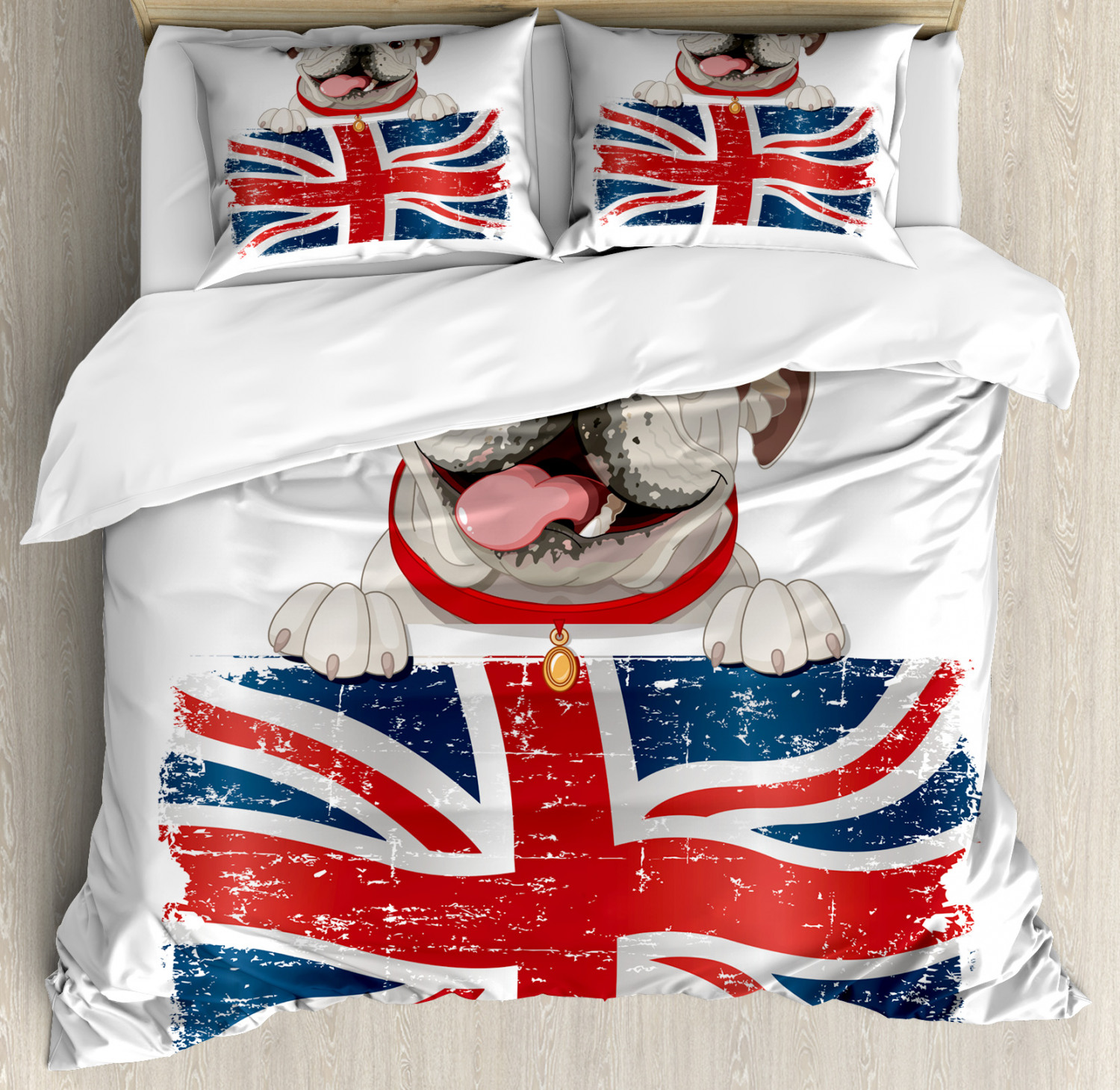 English Bulldog Duvet Cover Set With Pillow Shams British Dog Print