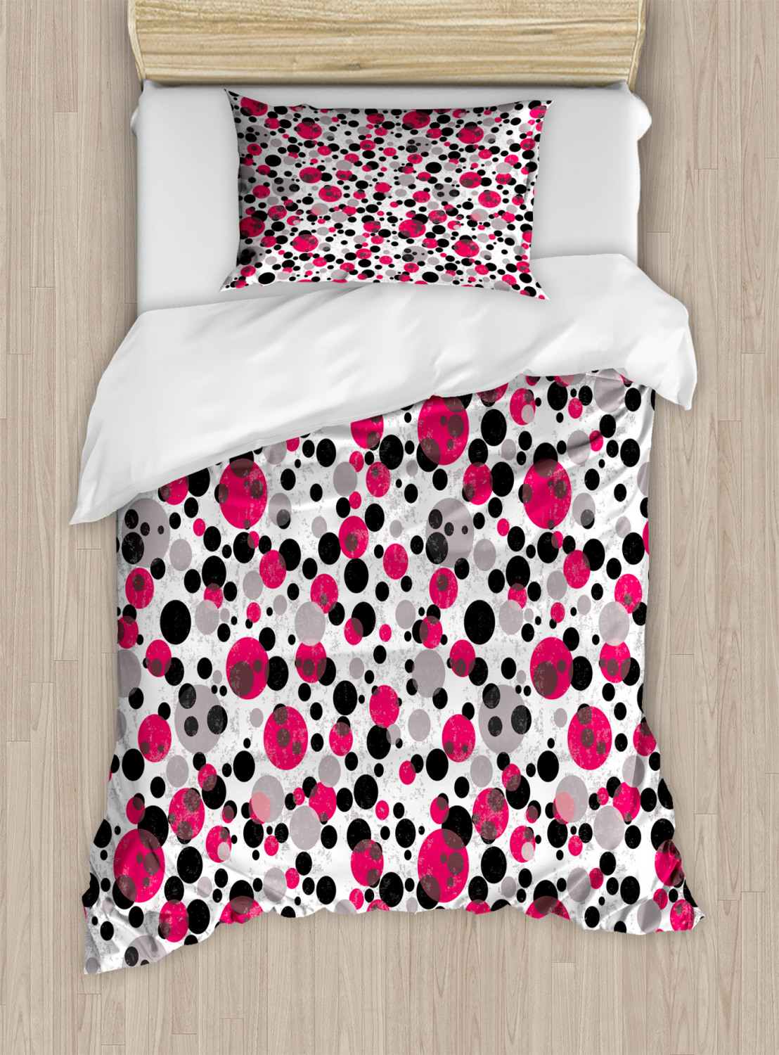 Pink and Grey Duvet Cover Set Twin Queen King Sizes with Pillow Shams Bedding - Picture 7 of 33