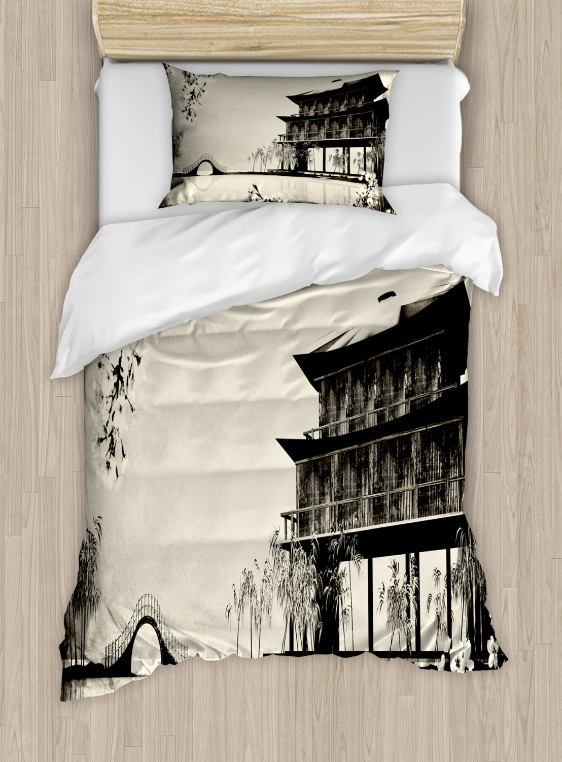 Oriental Japanese Duvet Cover Set Twin Queen King Sizes with Pillow