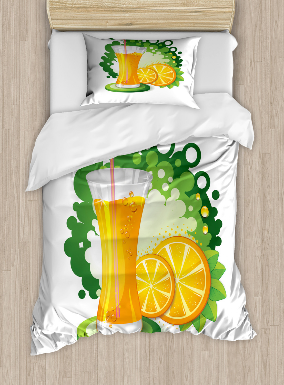 Green And Orange Duvet Cover Set Twin Queen King Sizes With Pillow