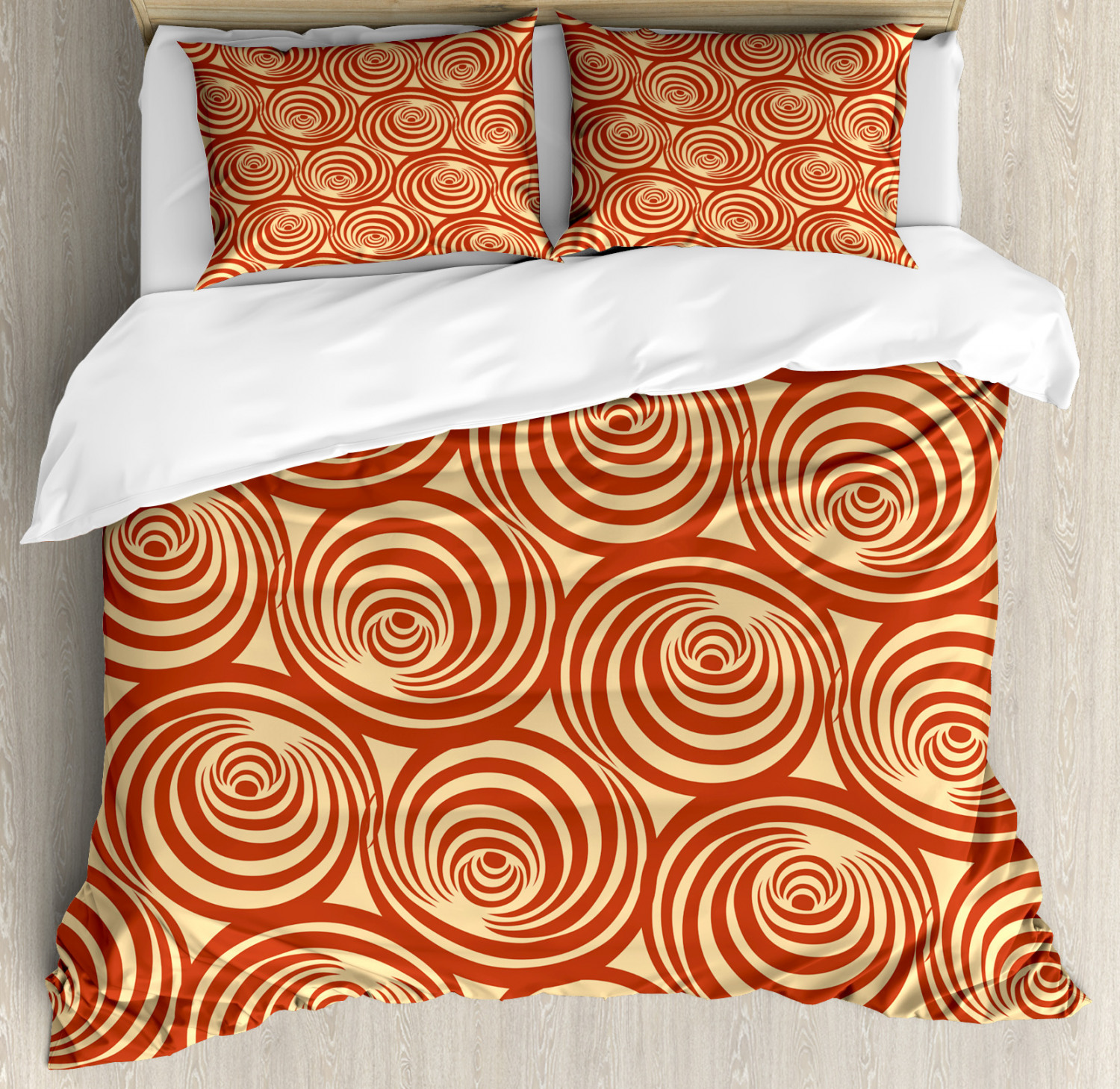 Retro Duvet Cover Set with Pillow Shams Circular Spiral Motifs Print eBay