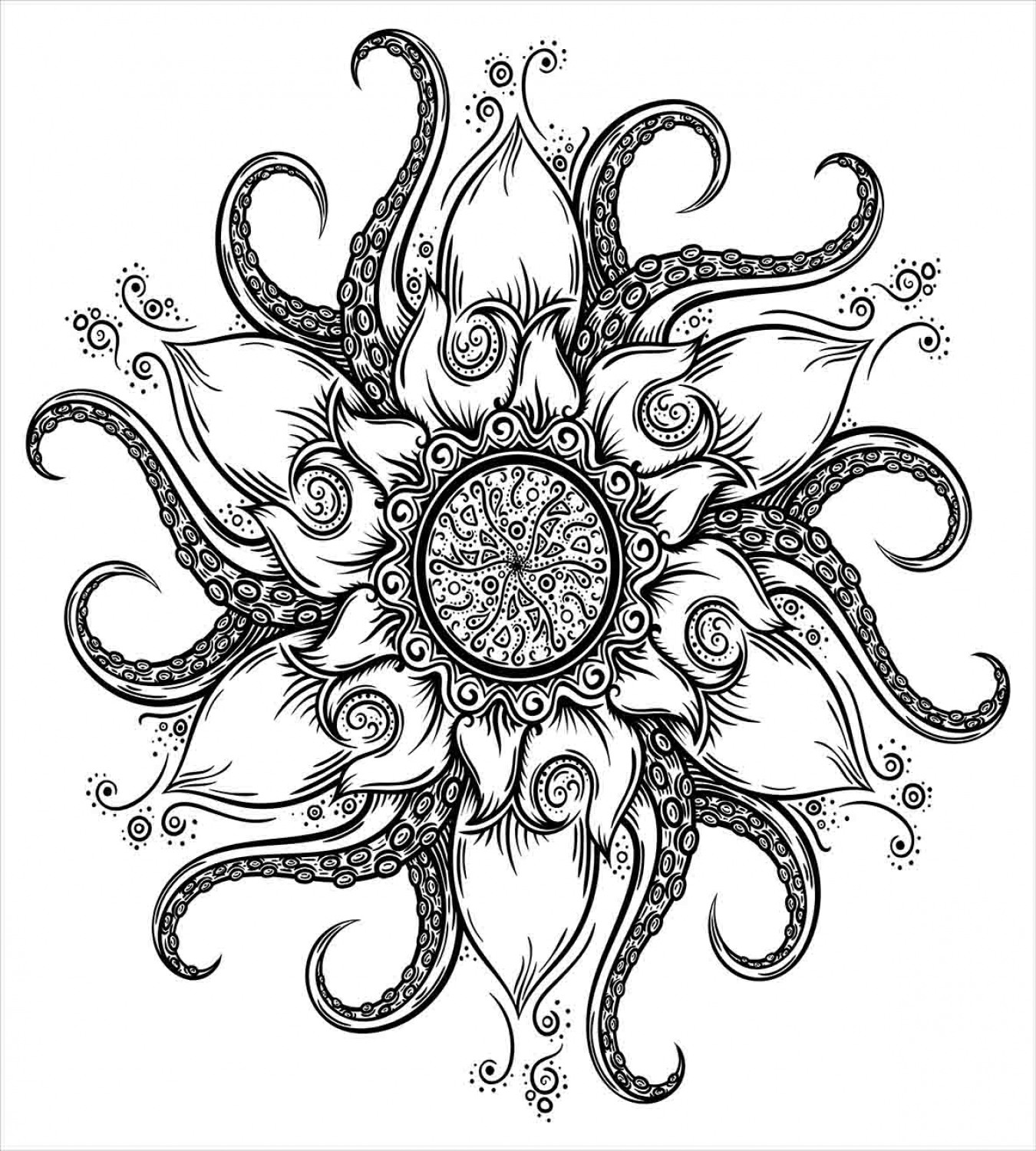 Download Octopus Duvet Cover Set with Pillow Shams Nautical Mandala ...