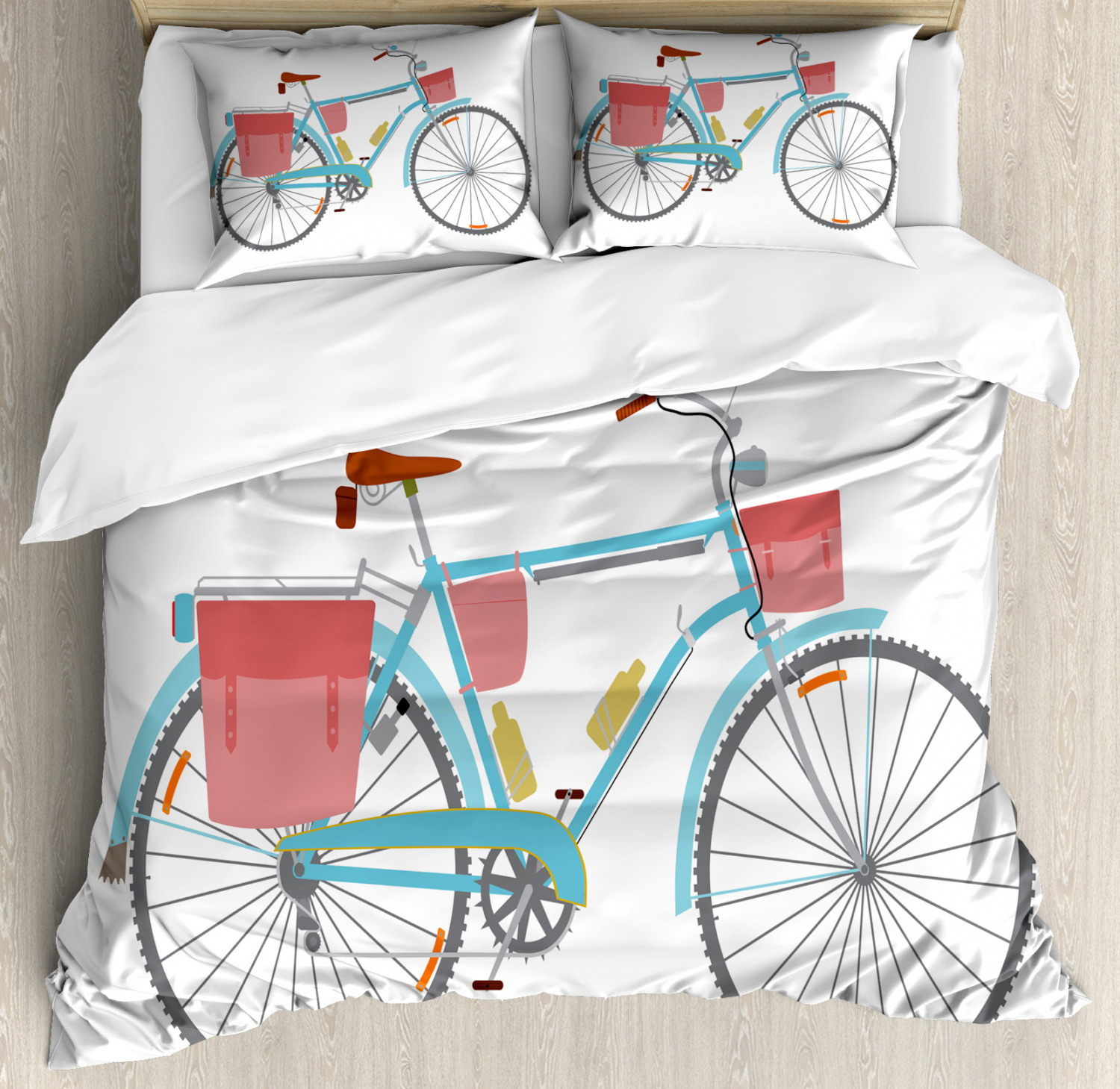 Bicycle Duvet Cover Set With Pillow Shams Classic Tour Bike Bags