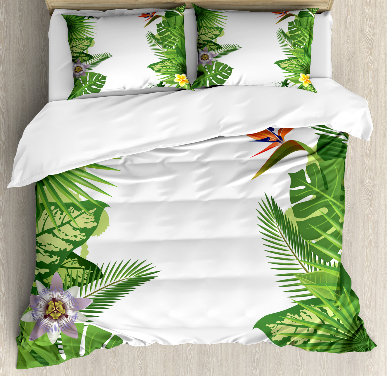 Tropical Duvet Cover Set With Pillow Shams Lush Growth Rainforest