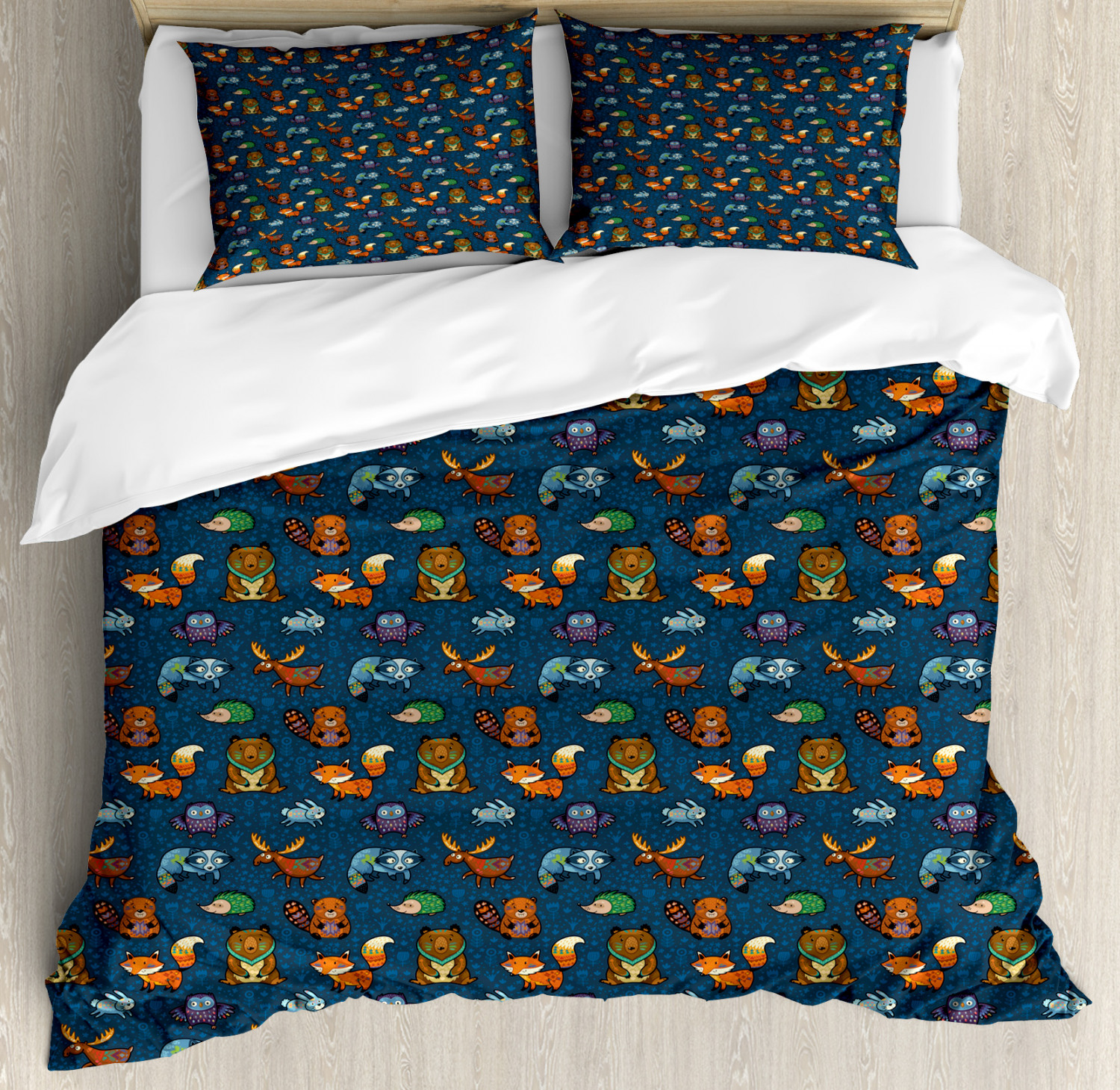 Woodland Duvet Cover Set with Pillow Shams African Jungle Animals Print