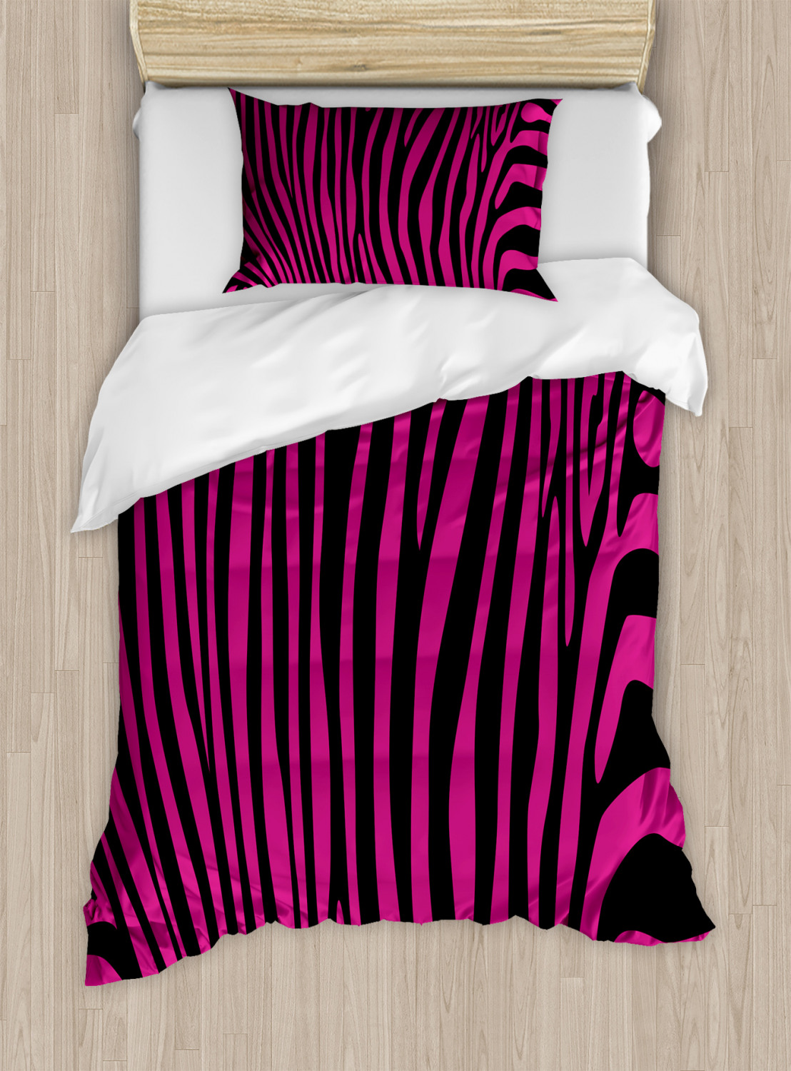 Pink Zebra Duvet Cover Set Twin Queen King Sizes with Pillow Shams