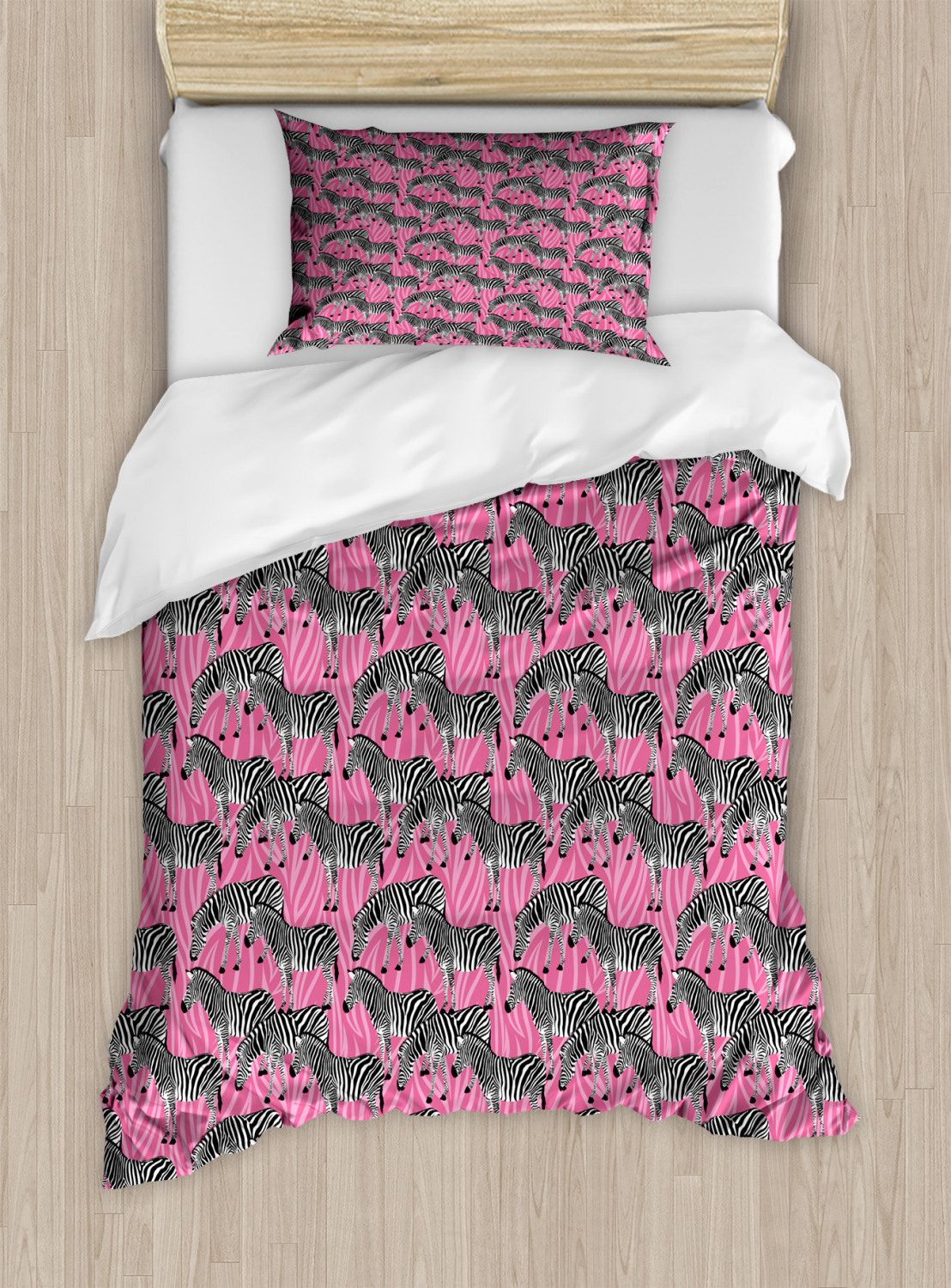 Pink Zebra Duvet Cover Set Twin Queen King Sizes with Pillow Shams ...