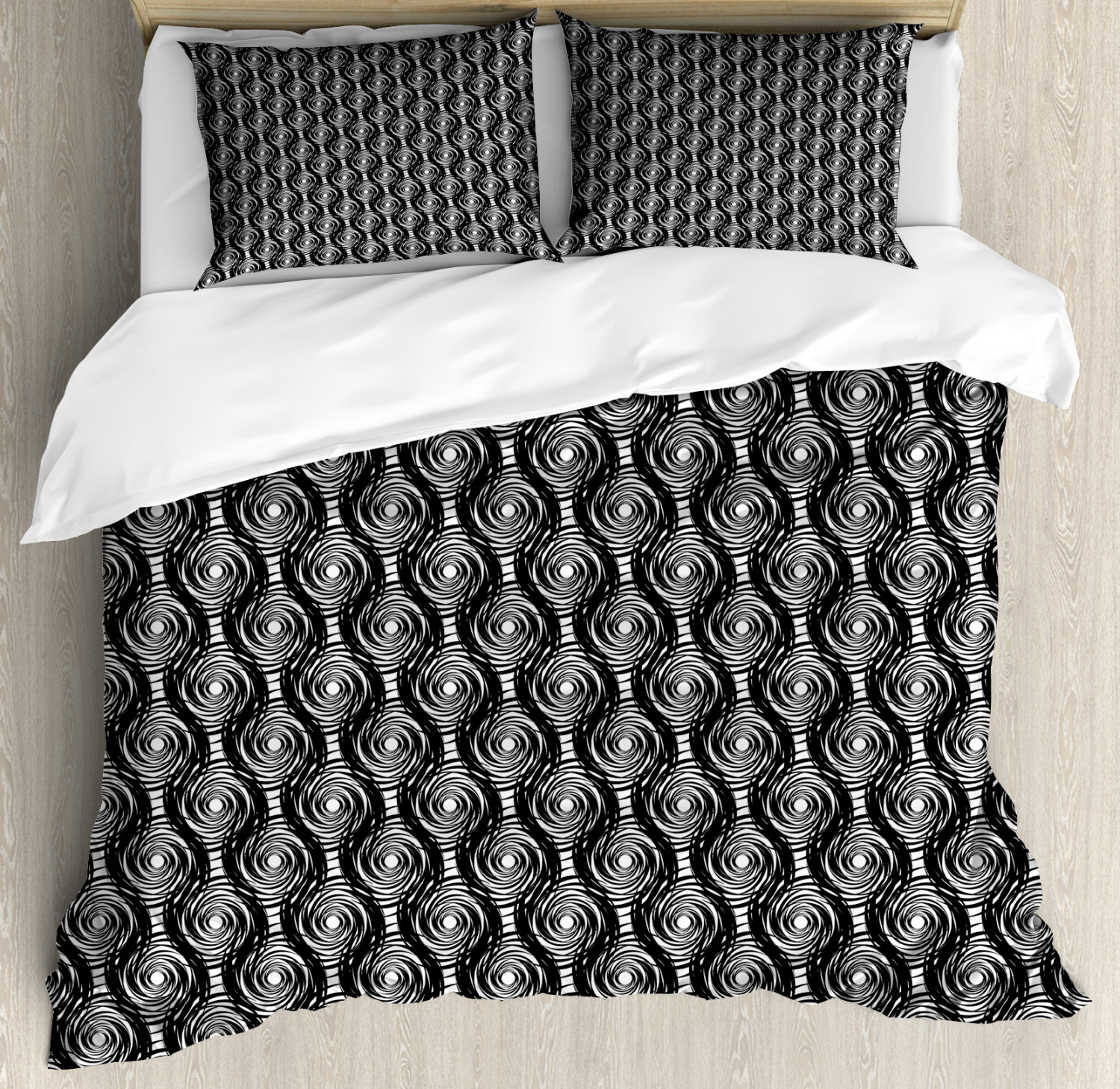 Details about   Starry Night Quilted Bedspread & Pillow Shams Set Round Spirals Print