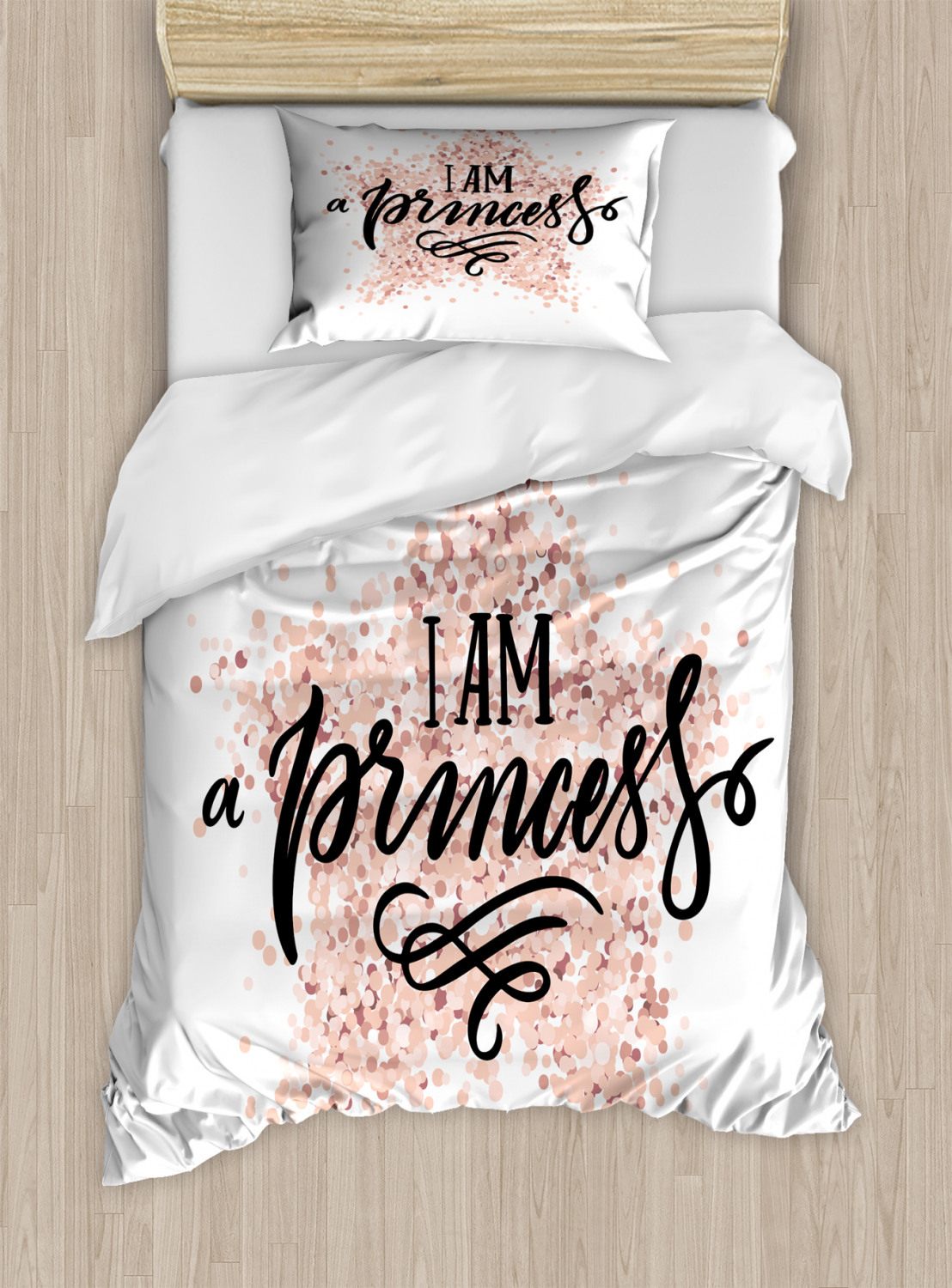 I am a Princess Quilted Bedspread & Pillow Shams Set Modern Dotted Print 