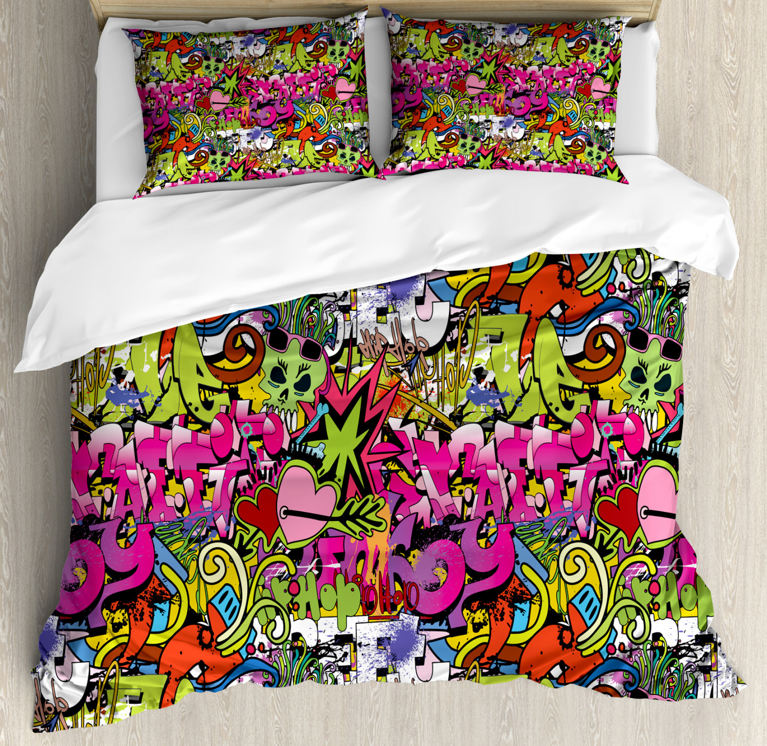 Urban Graffiti Duvet Cover Set Twin Queen King Sizes with Pillow Shams