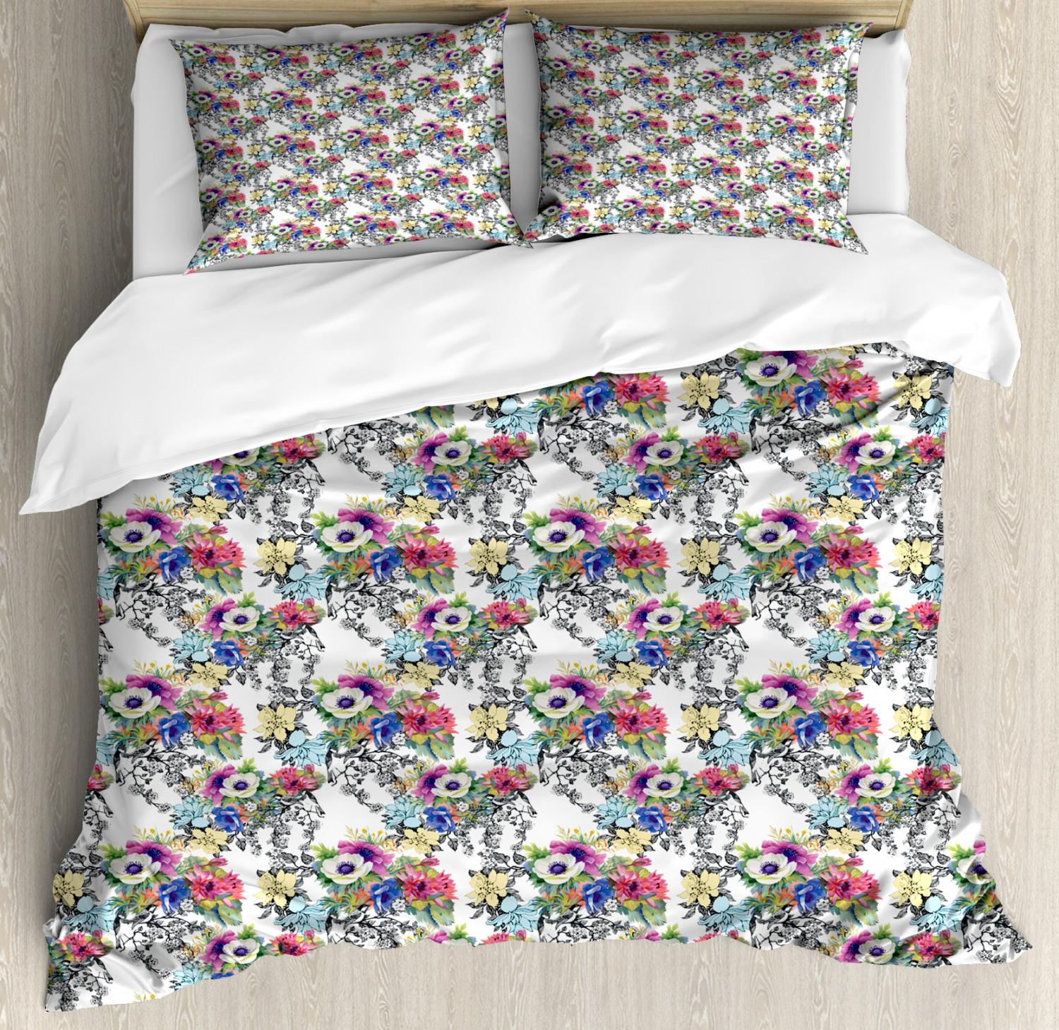 Colorful Garden Duvet Cover Set Twin Queen King Sizes with Pillow Shams