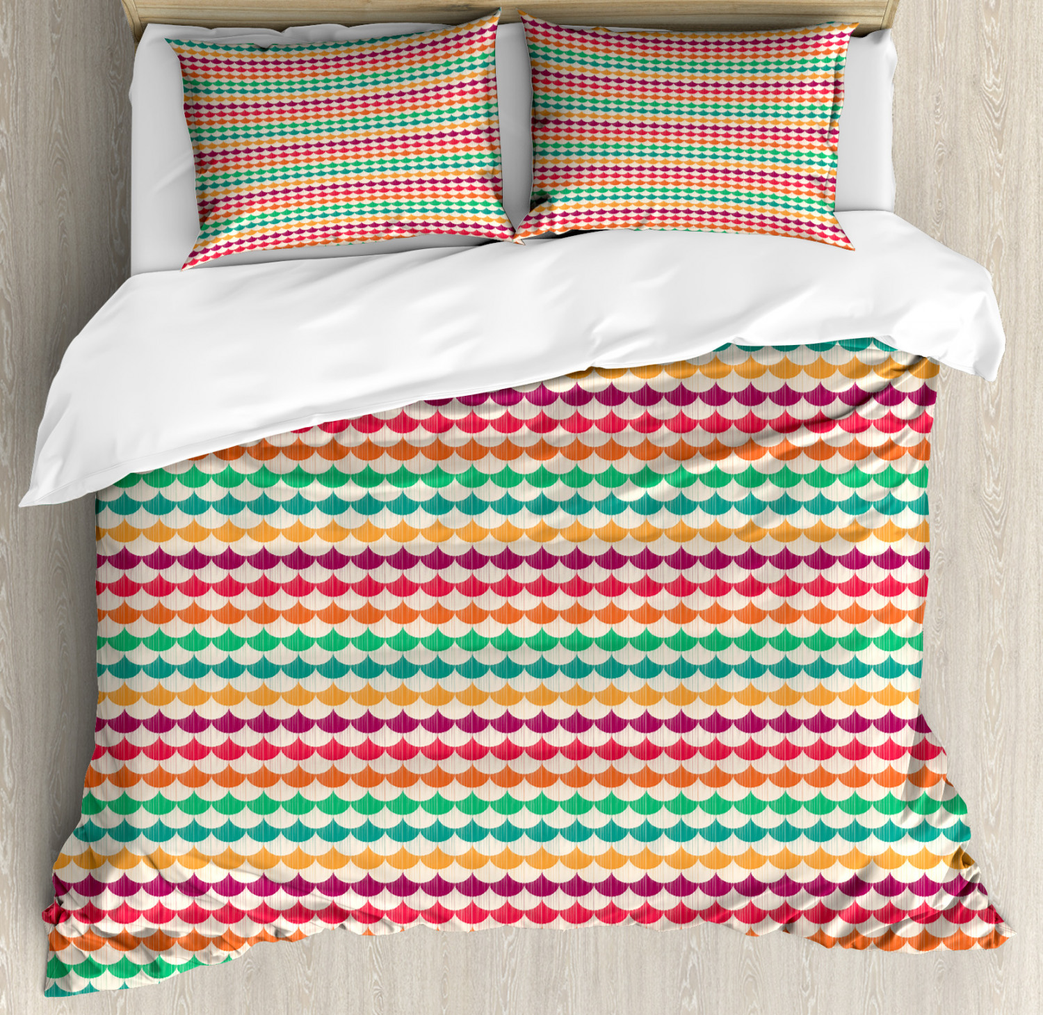 Fish Pattern Duvet Cover Set Twin Queen King Sizes with Pillow Shams Ambesonne