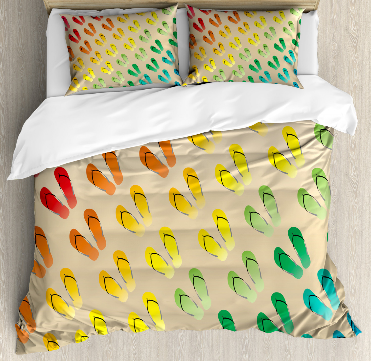 Flip Flop Duvet Cover Set Twin Queen King Sizes with Pillow Shams