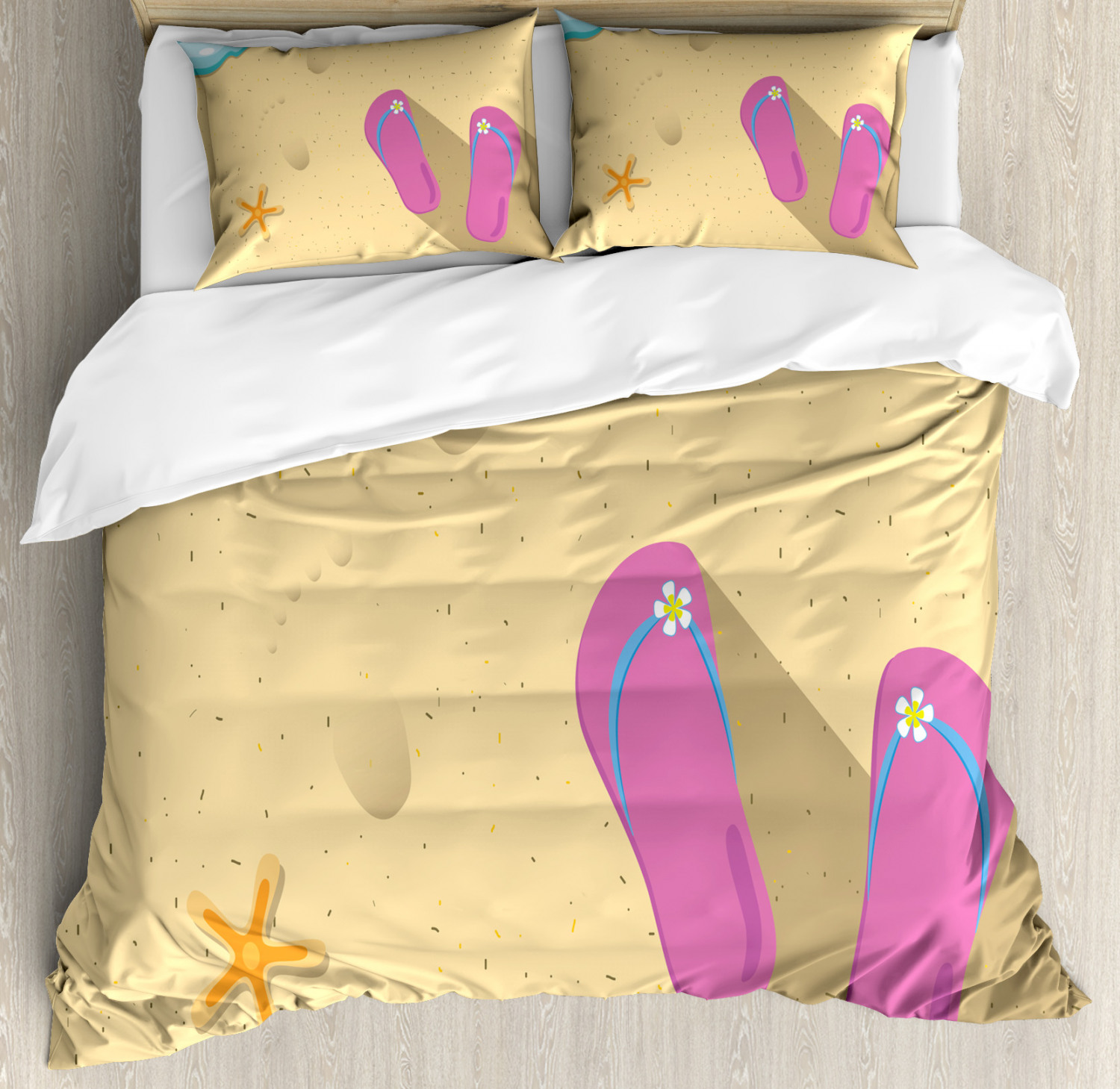 Flip Flop Duvet Cover Set Twin Queen King Sizes with Pillow Shams