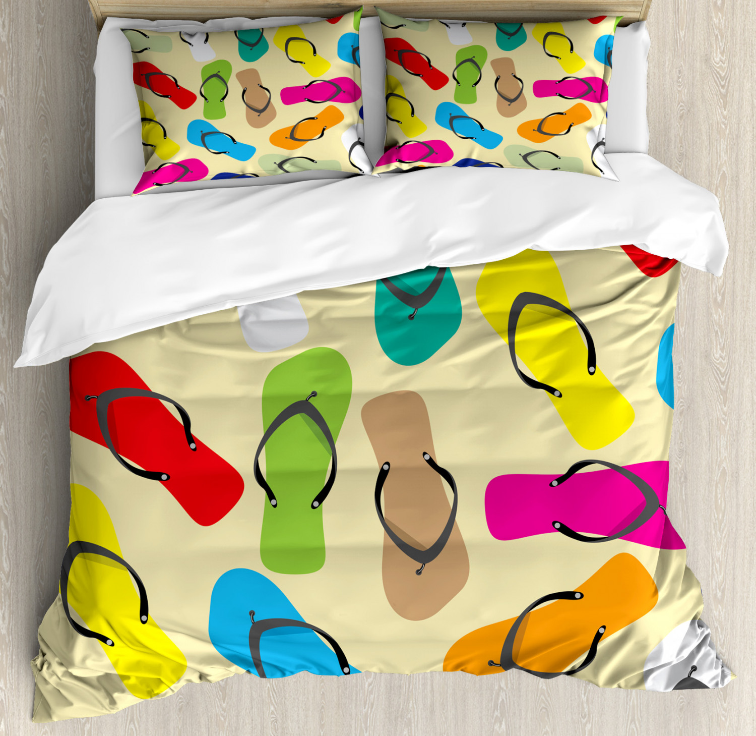 Flip Flop Duvet Cover Set Twin Queen King Sizes with Pillow Shams