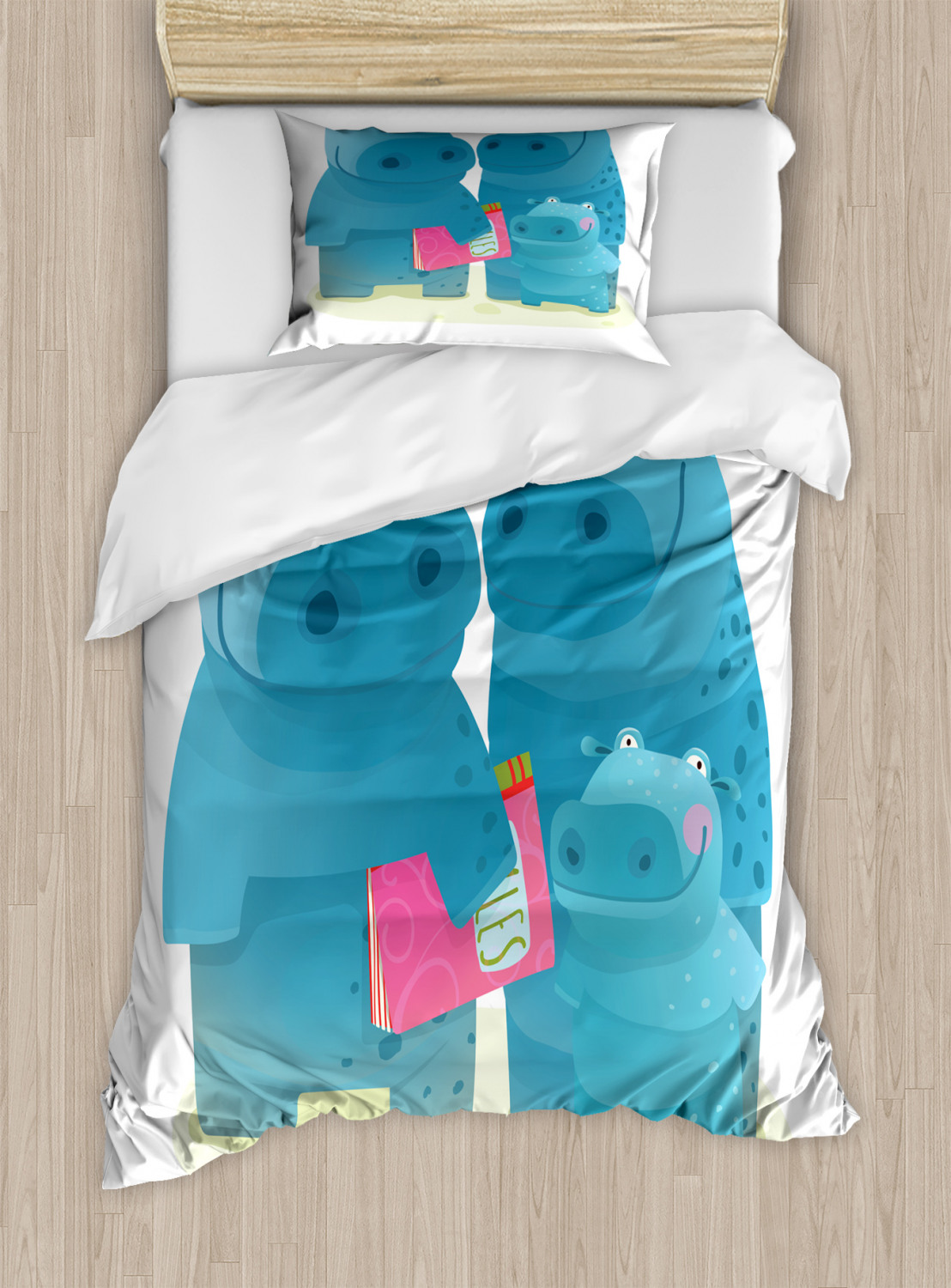 Hippo Duvet Cover Set Twin Queen King Sizes with Pillow Shams Bedding - Picture 13 of 78