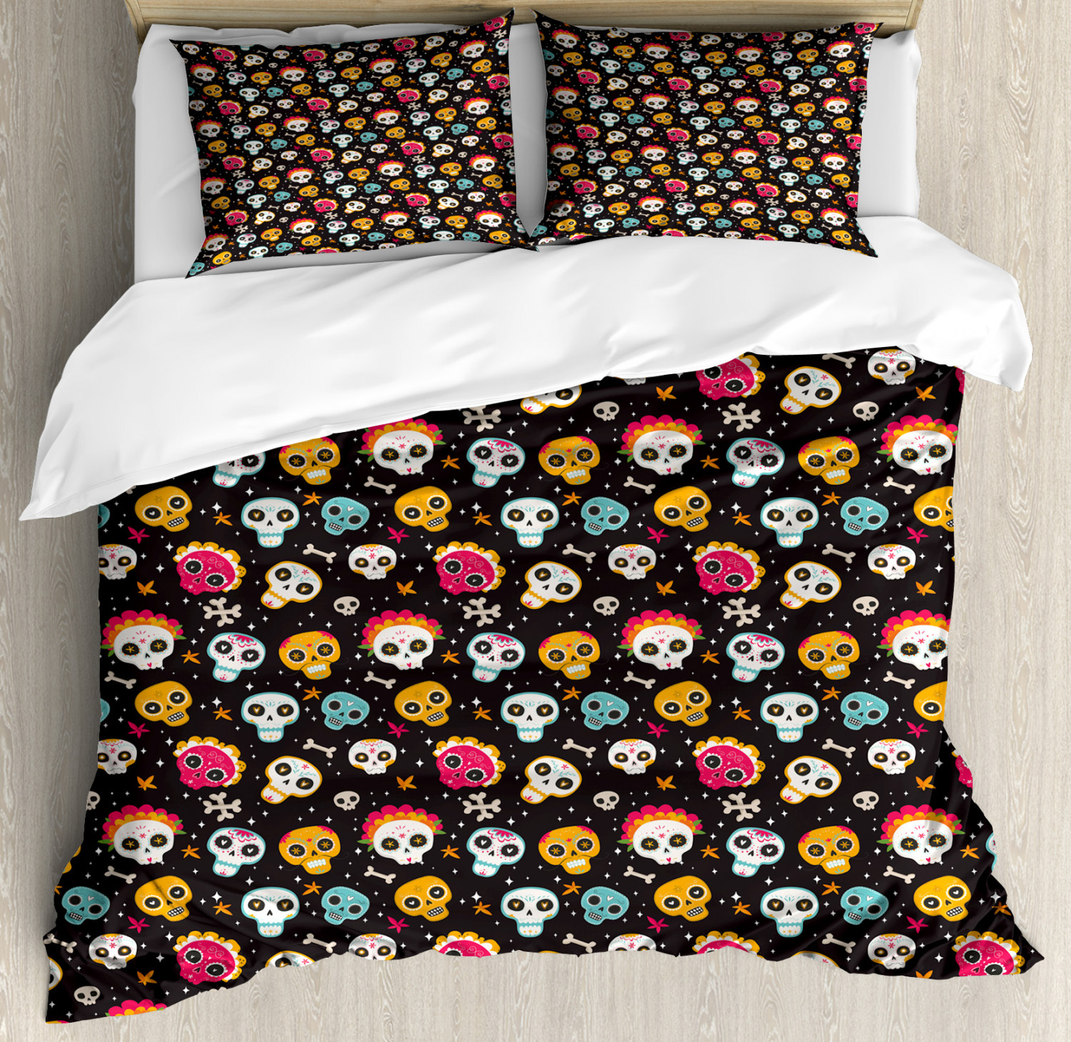 Details About Mexican Sugar Skull Duvet Cover Set Twin Queen King Sizes With Pillow Shams