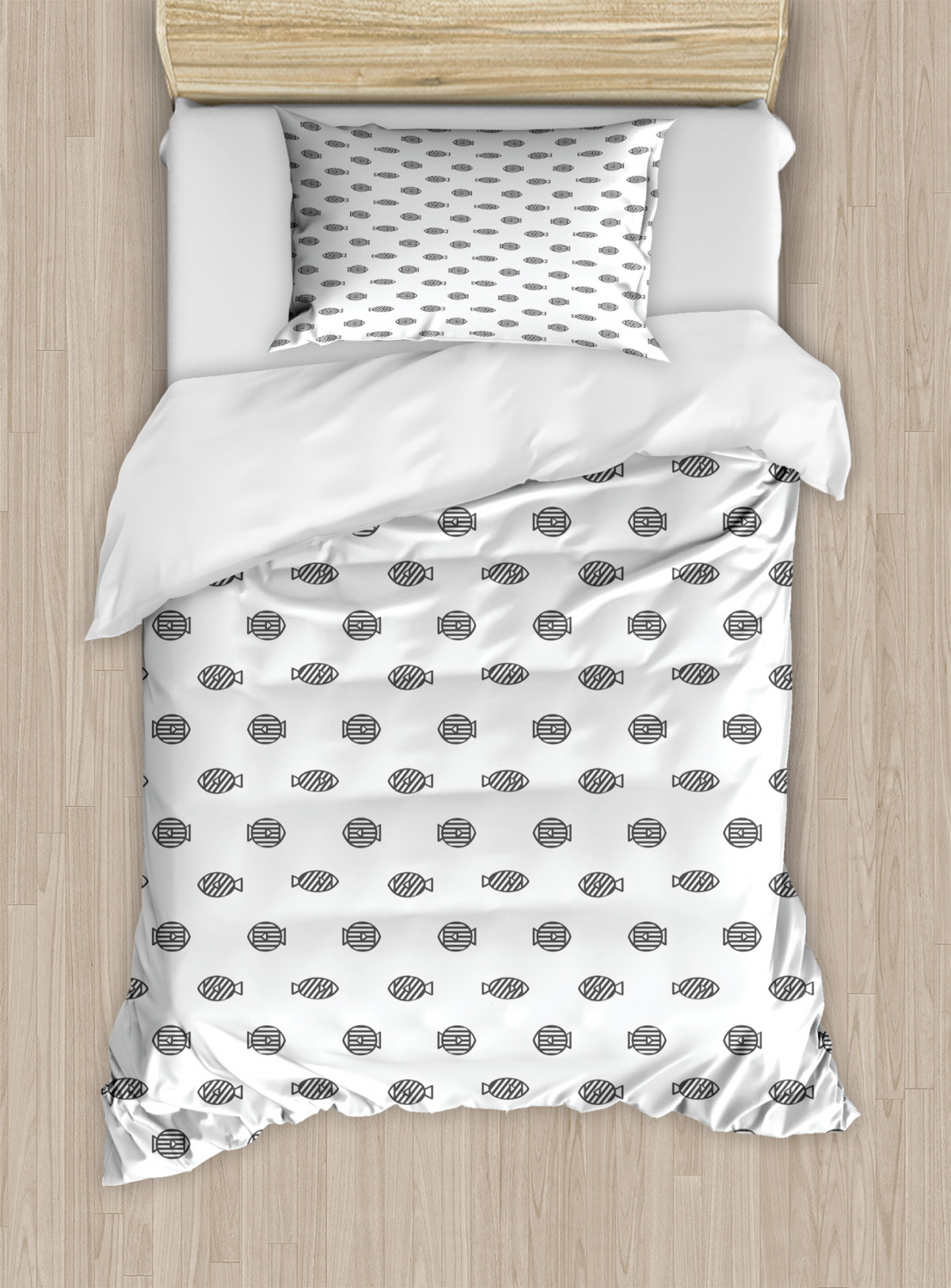 Fish Pattern Duvet Cover Set Twin Queen King Sizes with Pillow Shams Ambesonne