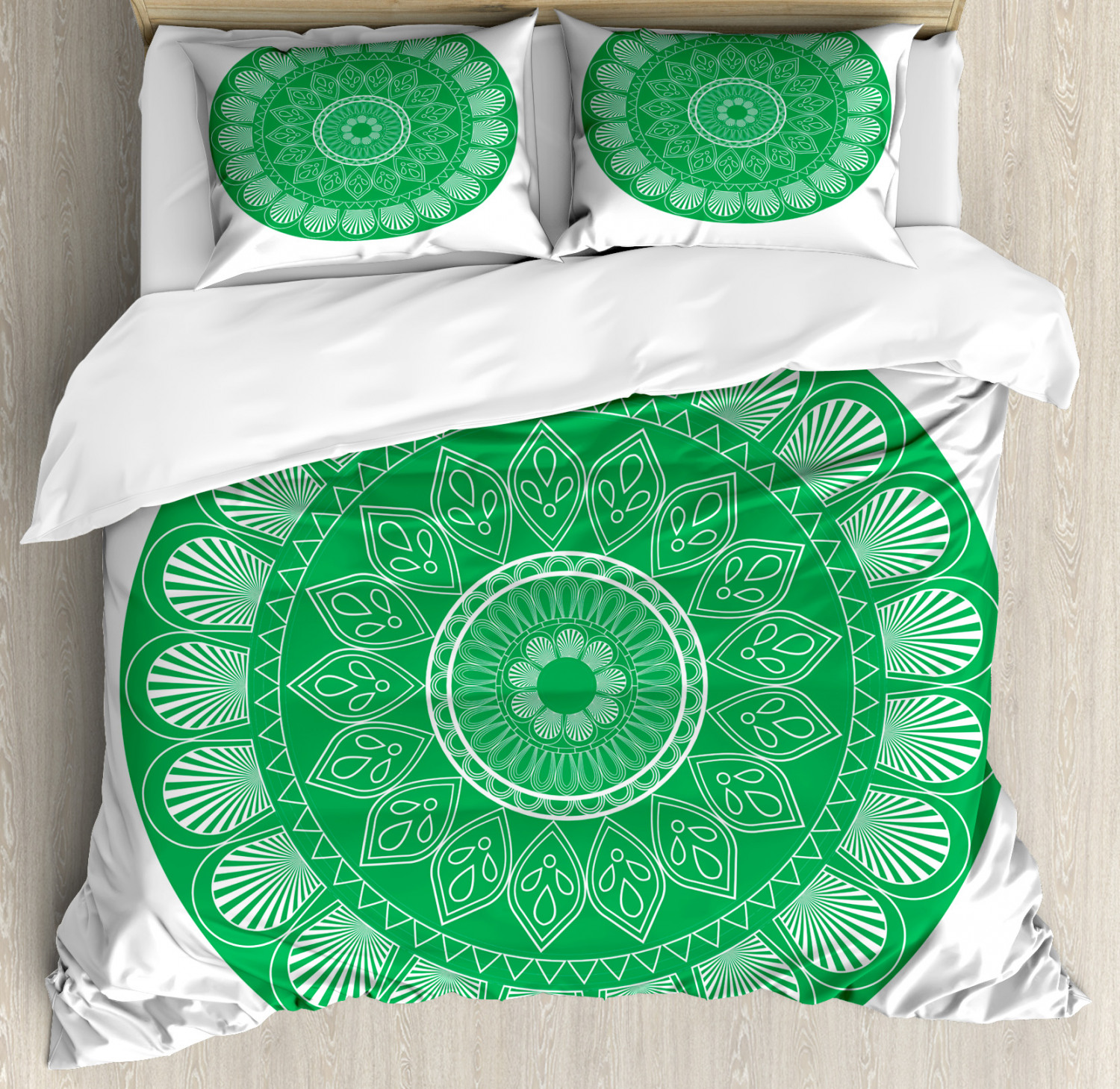 Indische grüne Ombre Mandala Duvet Doona Cover böhmische Königin Bettbezug 