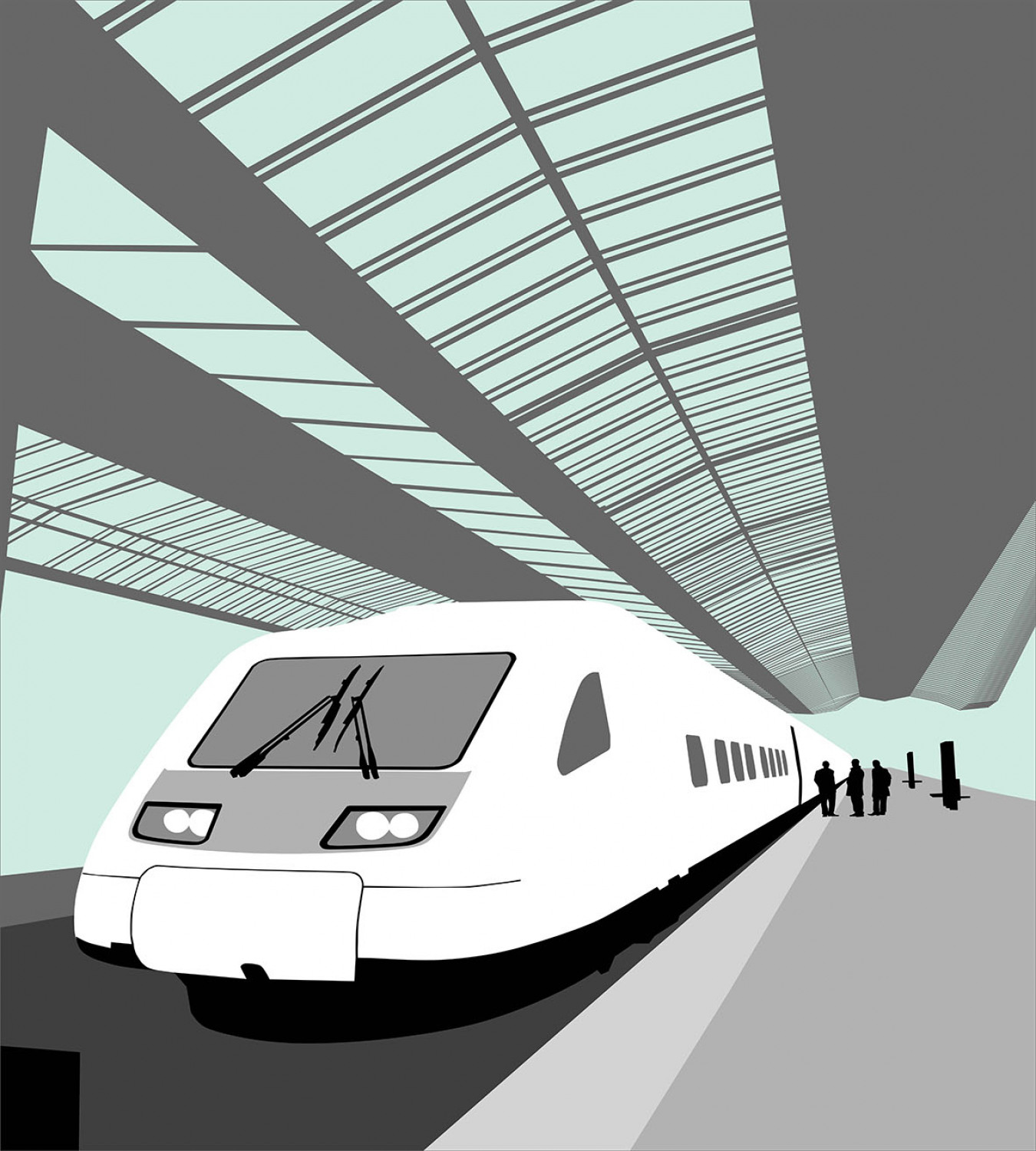 Zug Bettbezug Set Modernes Fahrzeug an der Station Kein Verblassen