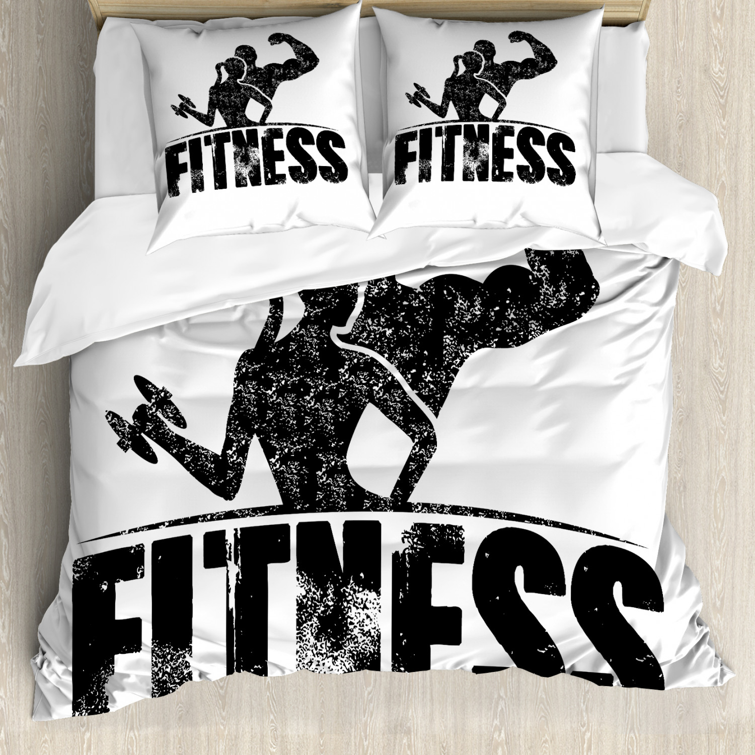 Fitness Bettwäsche Set Grunge Starke Mann FrauWeicher Microfaserstoff - Bild 3 von 5