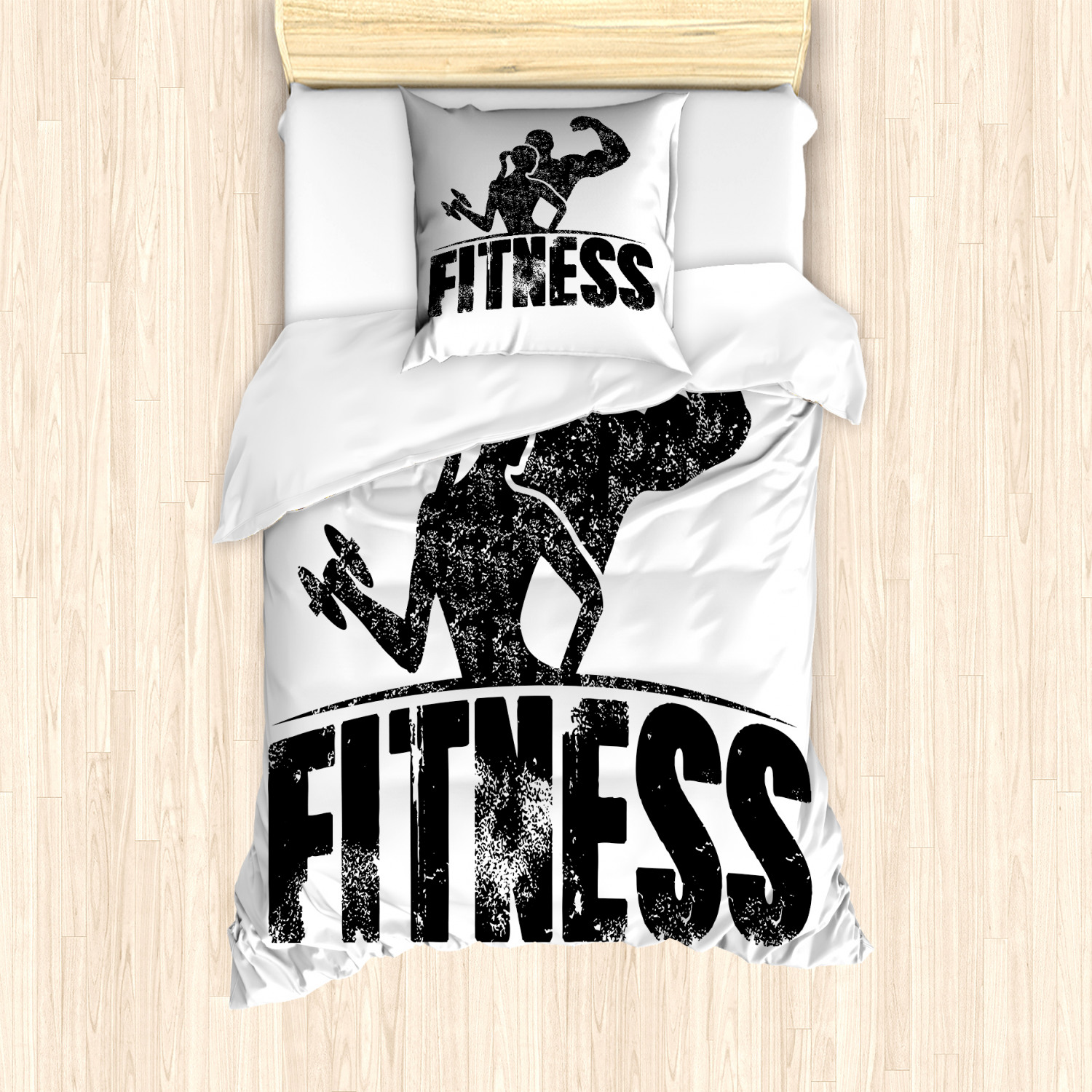 Fitness Bettwäsche Set Grunge Starke Mann FrauWeicher Microfaserstoff - Bild 5 von 5