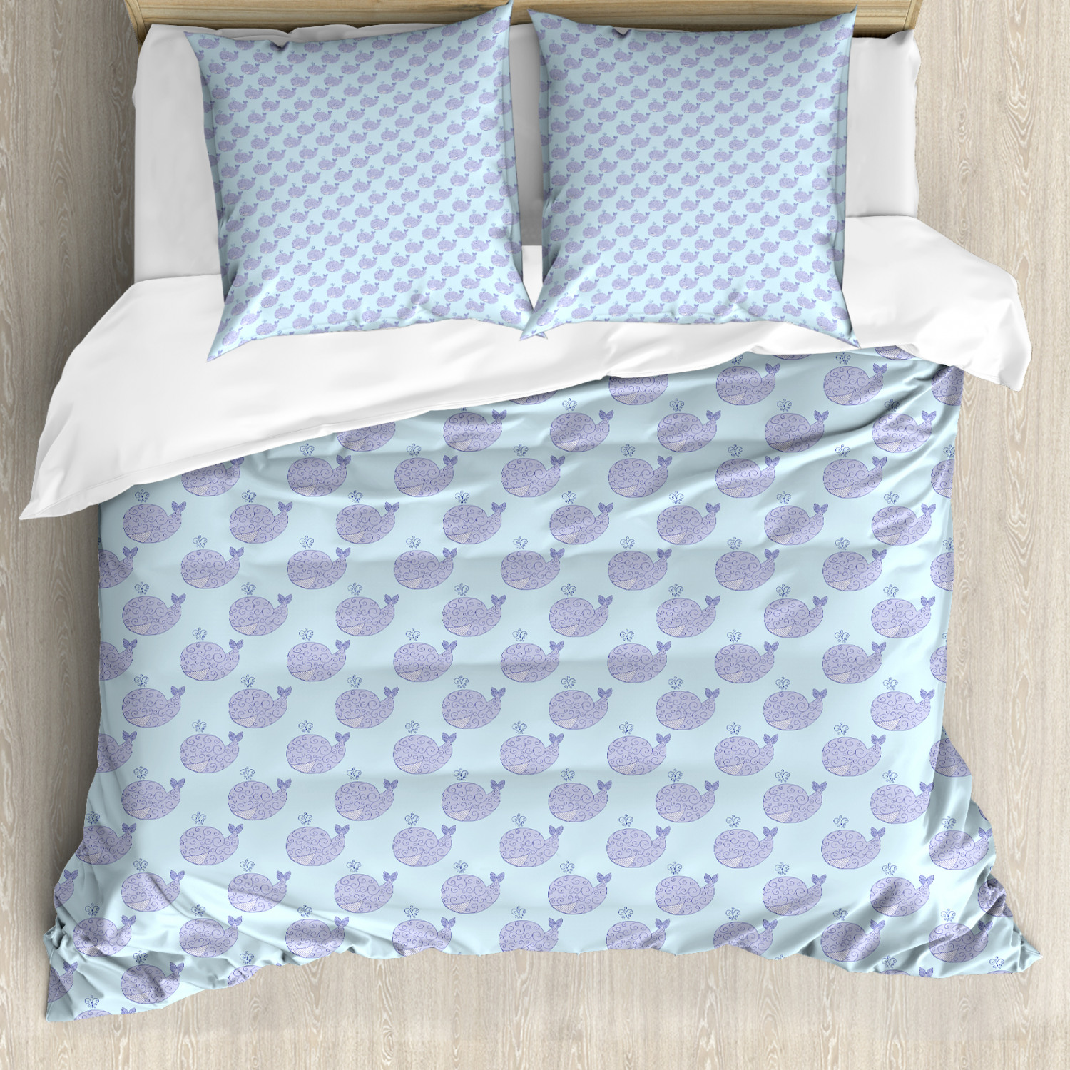 Wal Bettwäsche Set Cartoon Tier mit LächelnWeicher Microfaserstoff Wal Bettwäsche Set Cartoon Tier mit LächelnWeicher Microfaserstoff